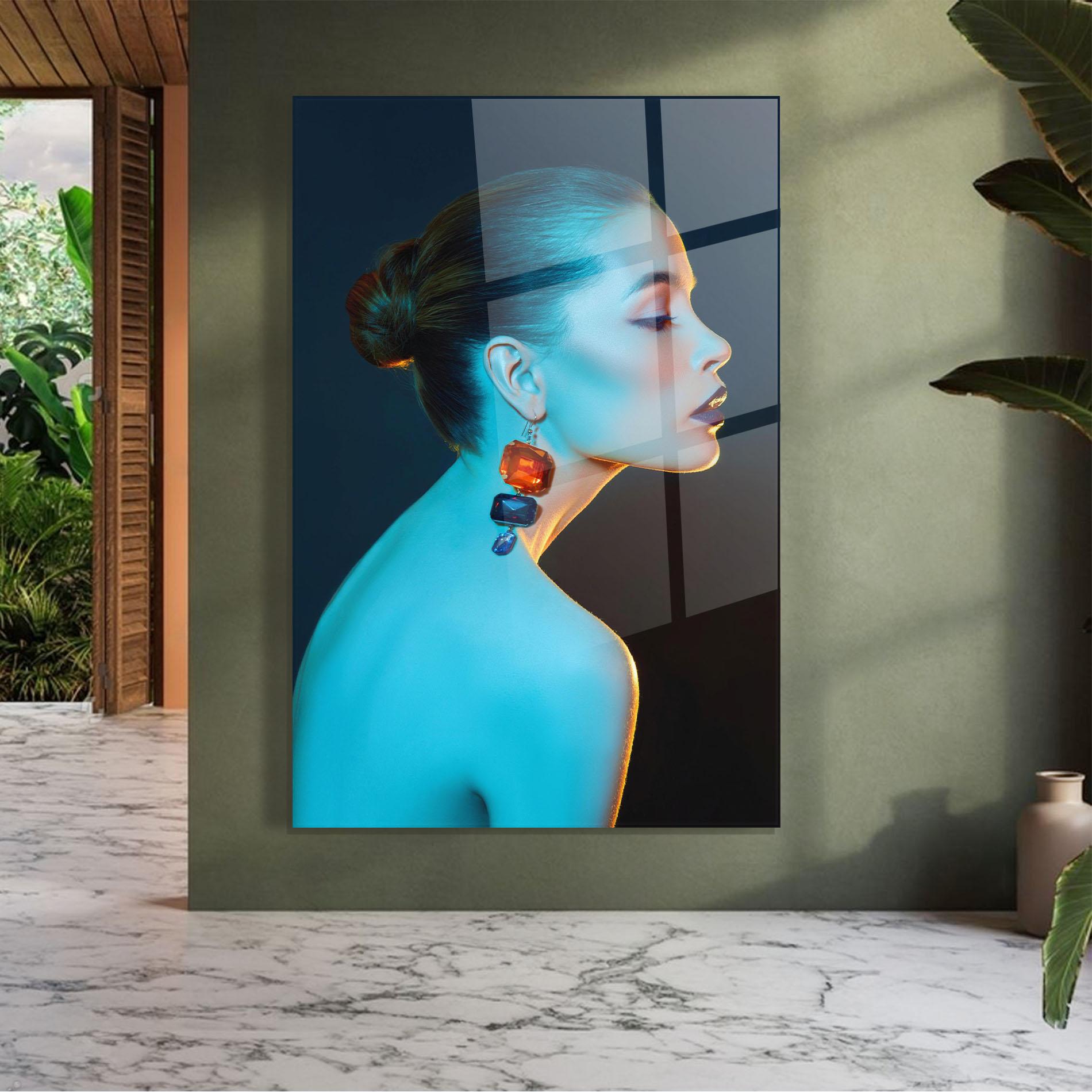 Obraz na Szkle Blue Light Earring mockup 7