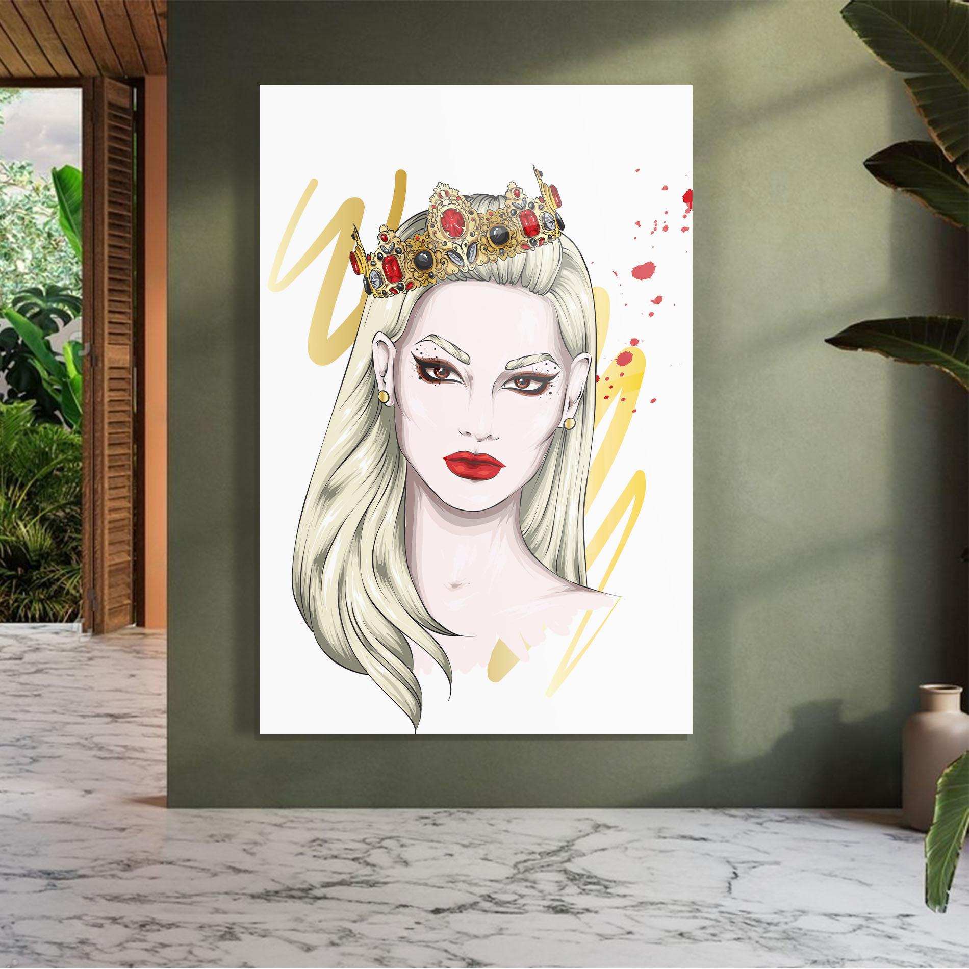 Obraz na Szkle Gold Crown Woman mockup 7