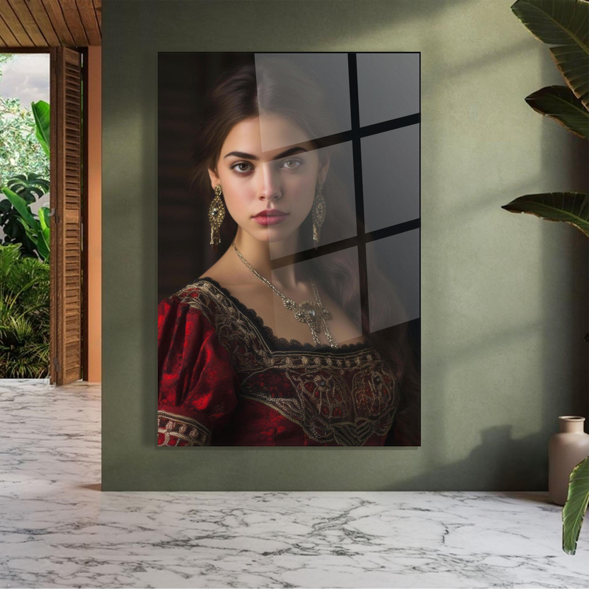 Obraz na Szkle Gold Jewelry Red Dress mockup 7