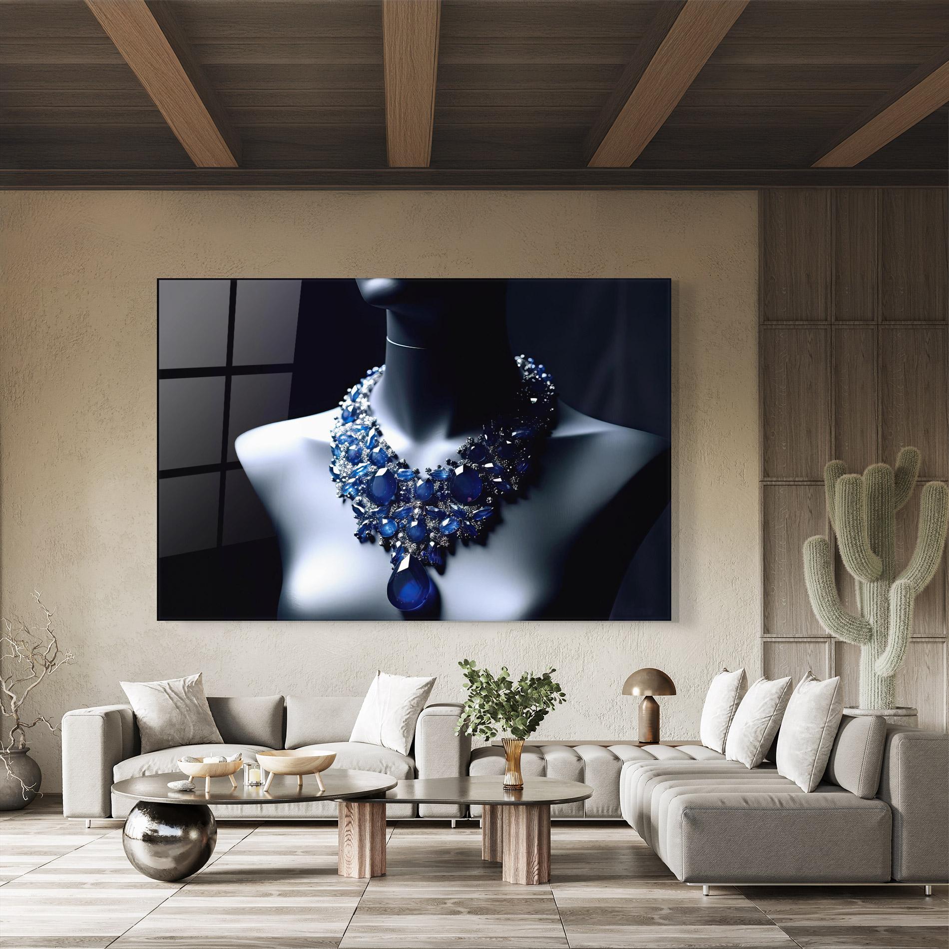 Obraz na Szkle Blue Diamonds Necklace mockup 8