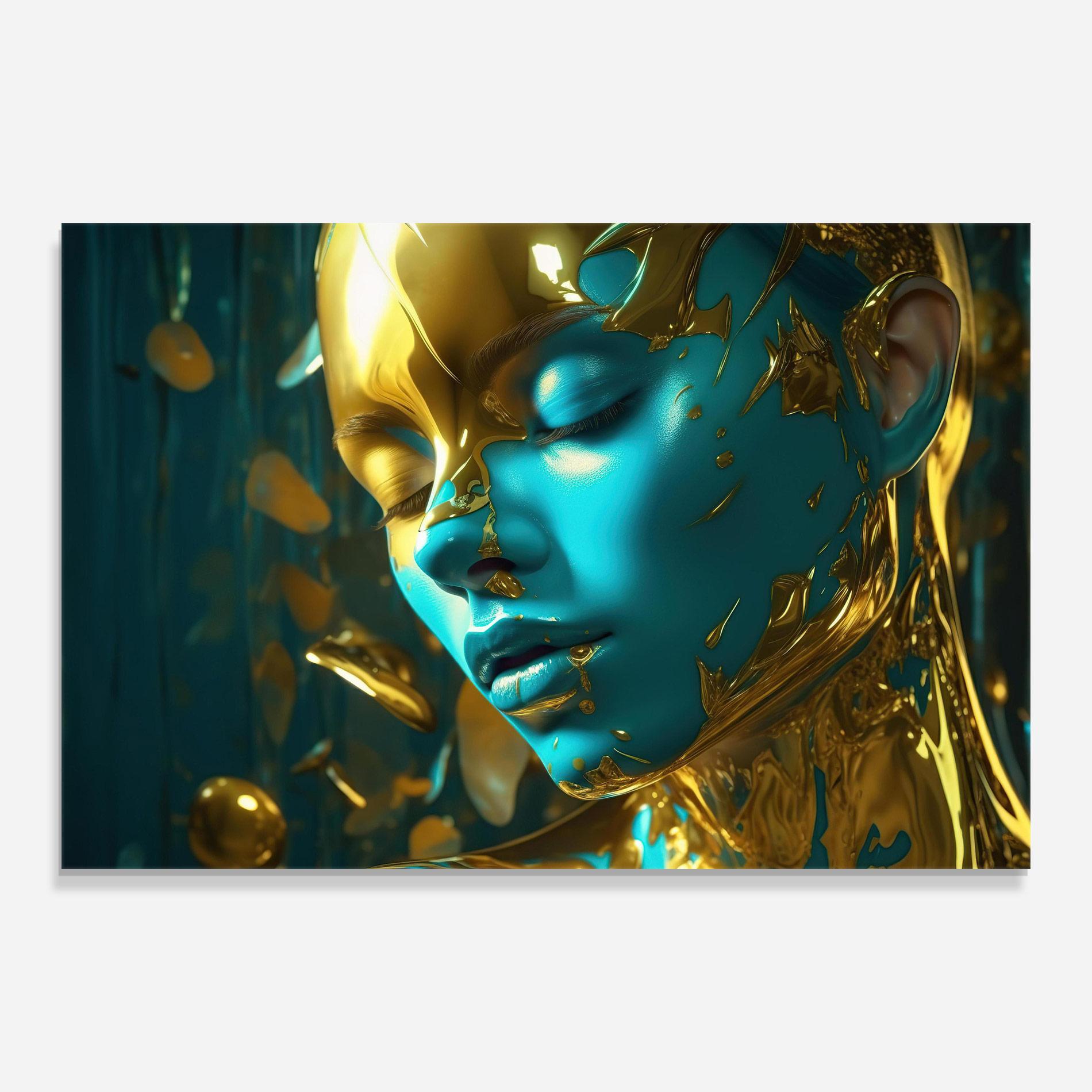 Obraz na Szkle Golden Blue Makeup mockup 0