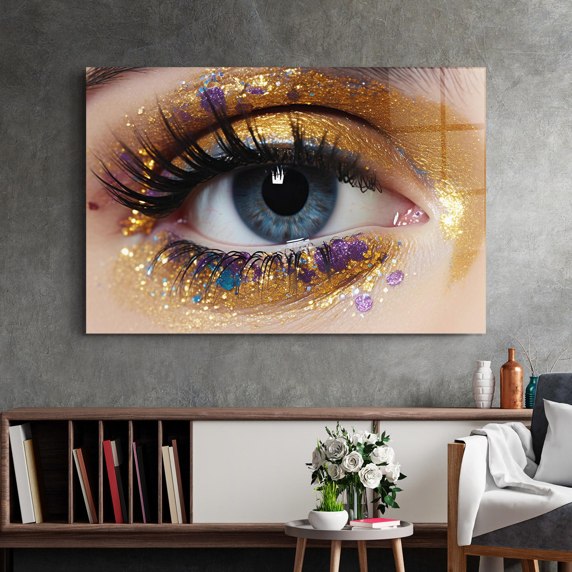 Obraz na Szkle Blue Eye Make Up mockup 2