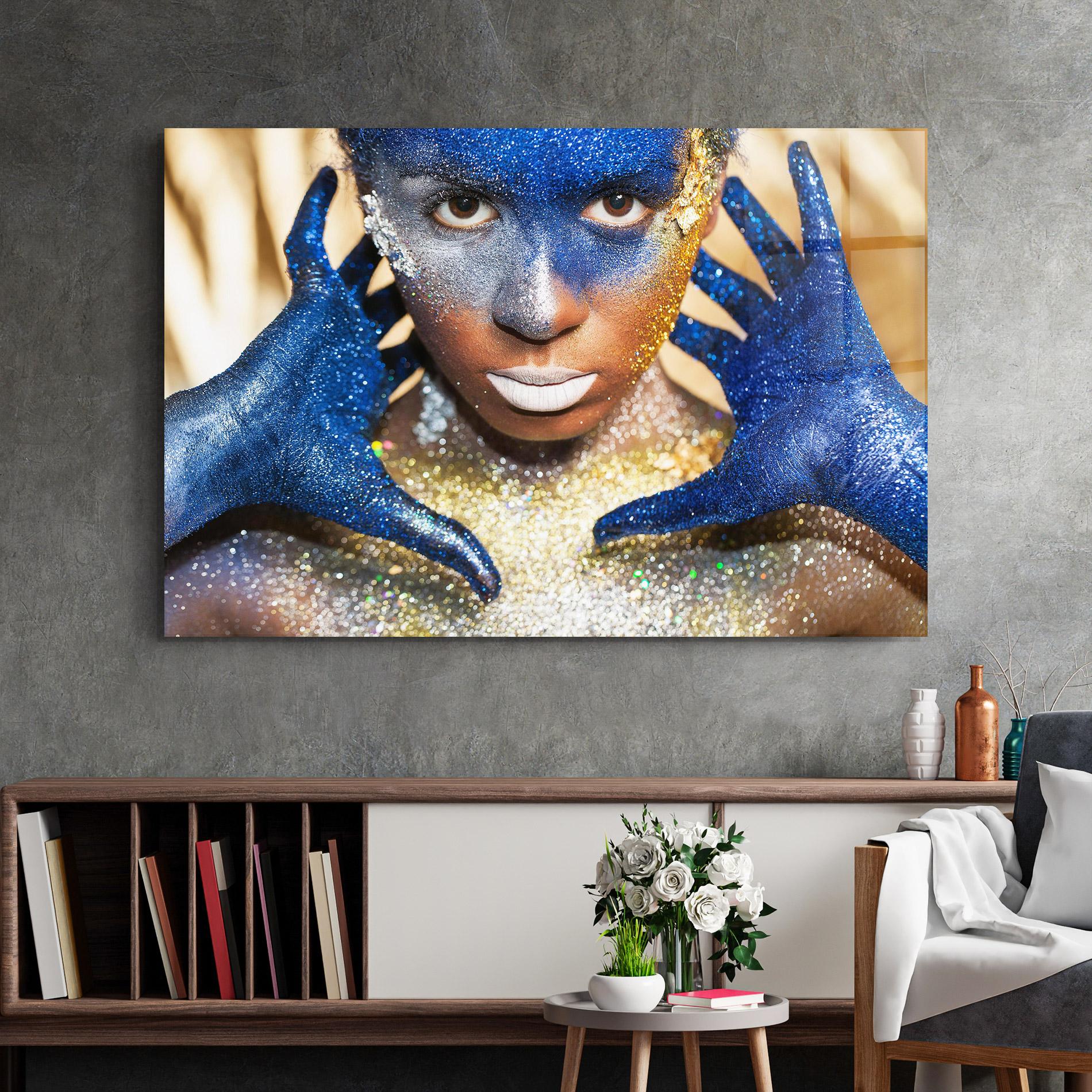 Obraz na Szkle Glue Gold Glitter mockup 2