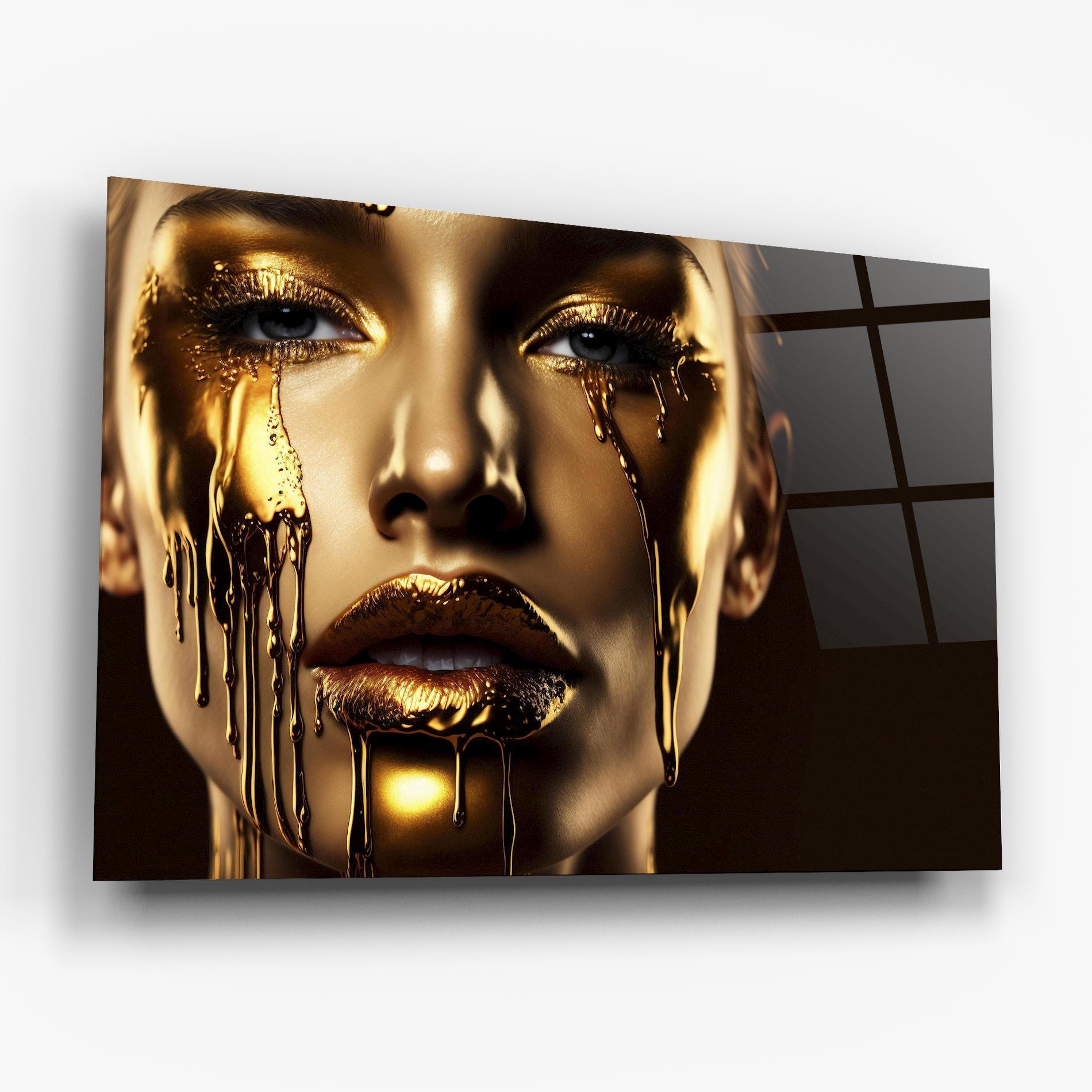 Obraz na Szkle Gold Dripping Makeup mockup 6