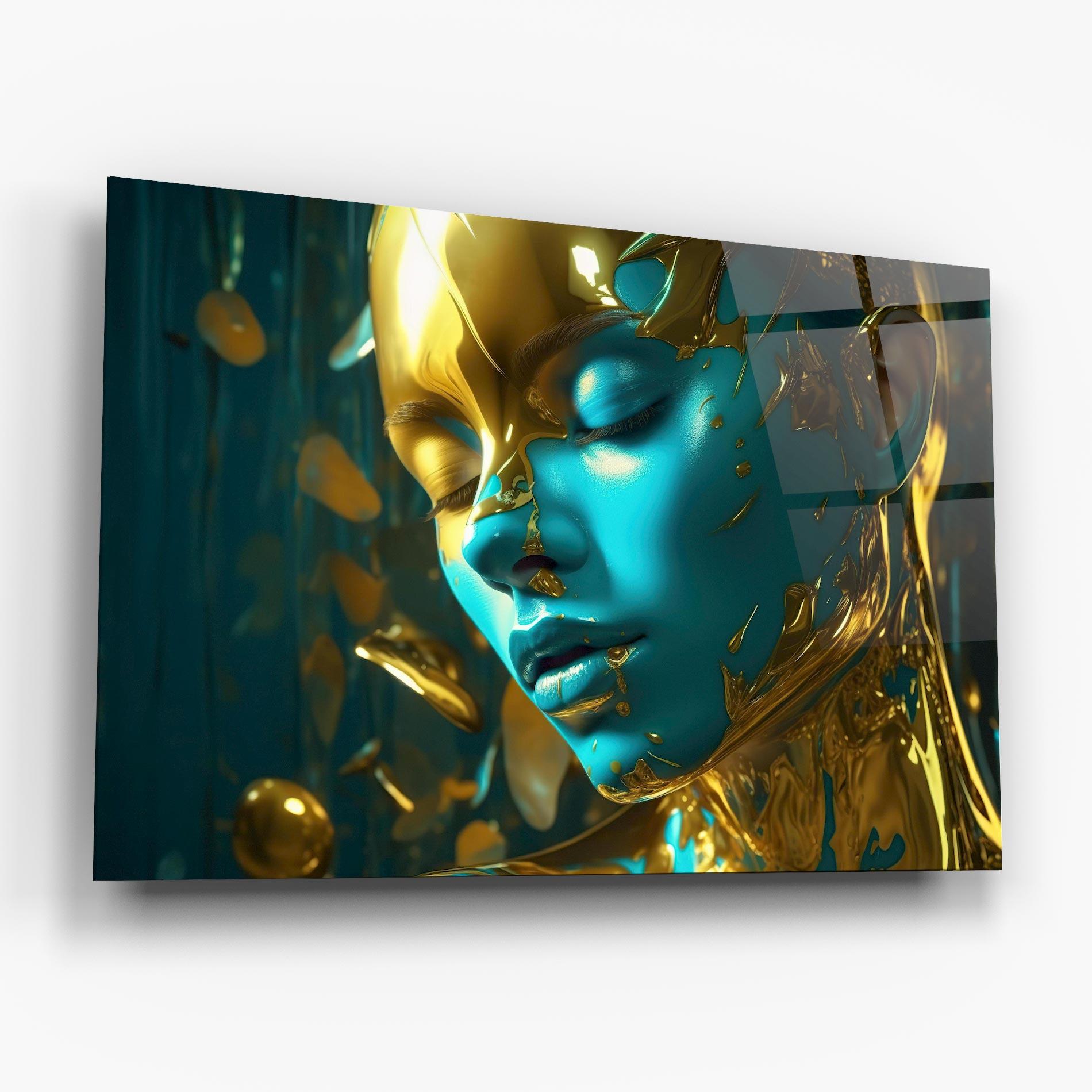 Obraz na Szkle Golden Blue Makeup mockup 6