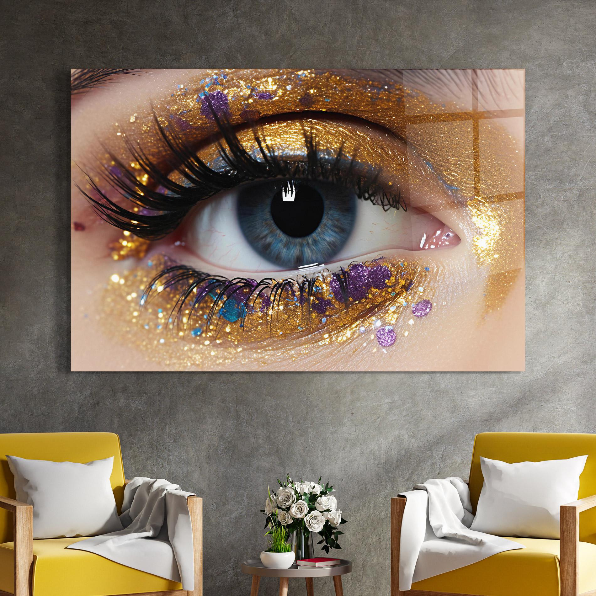 Obraz na Szkle Blue Eye Make Up mockup 4