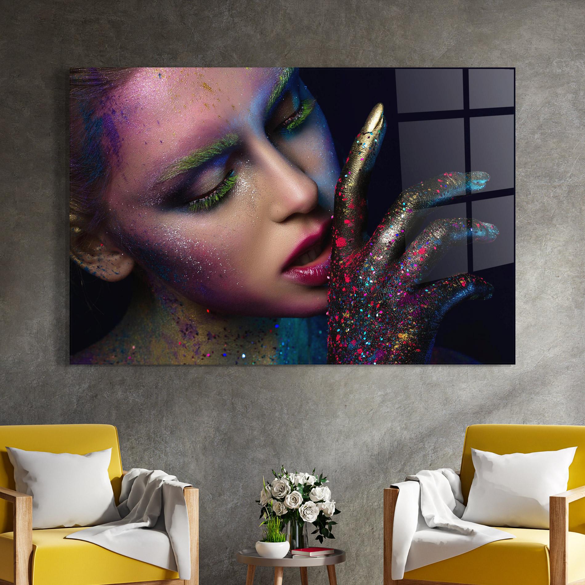 Obraz na Szkle Green Eyelashes mockup 4