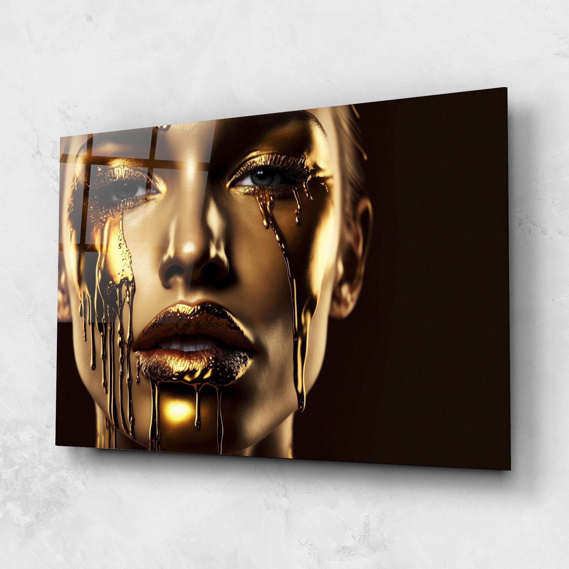 Obraz na Szkle Gold Dripping Makeup mockup 1