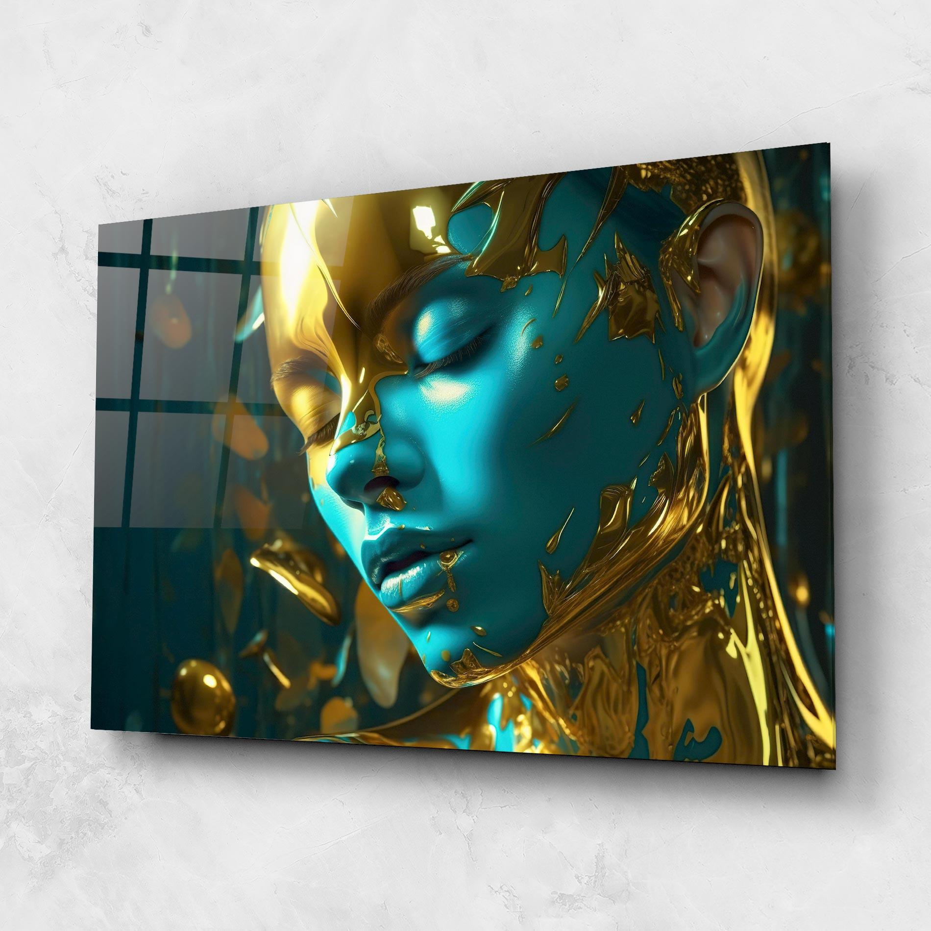 Obraz na Szkle Golden Blue Makeup mockup 1