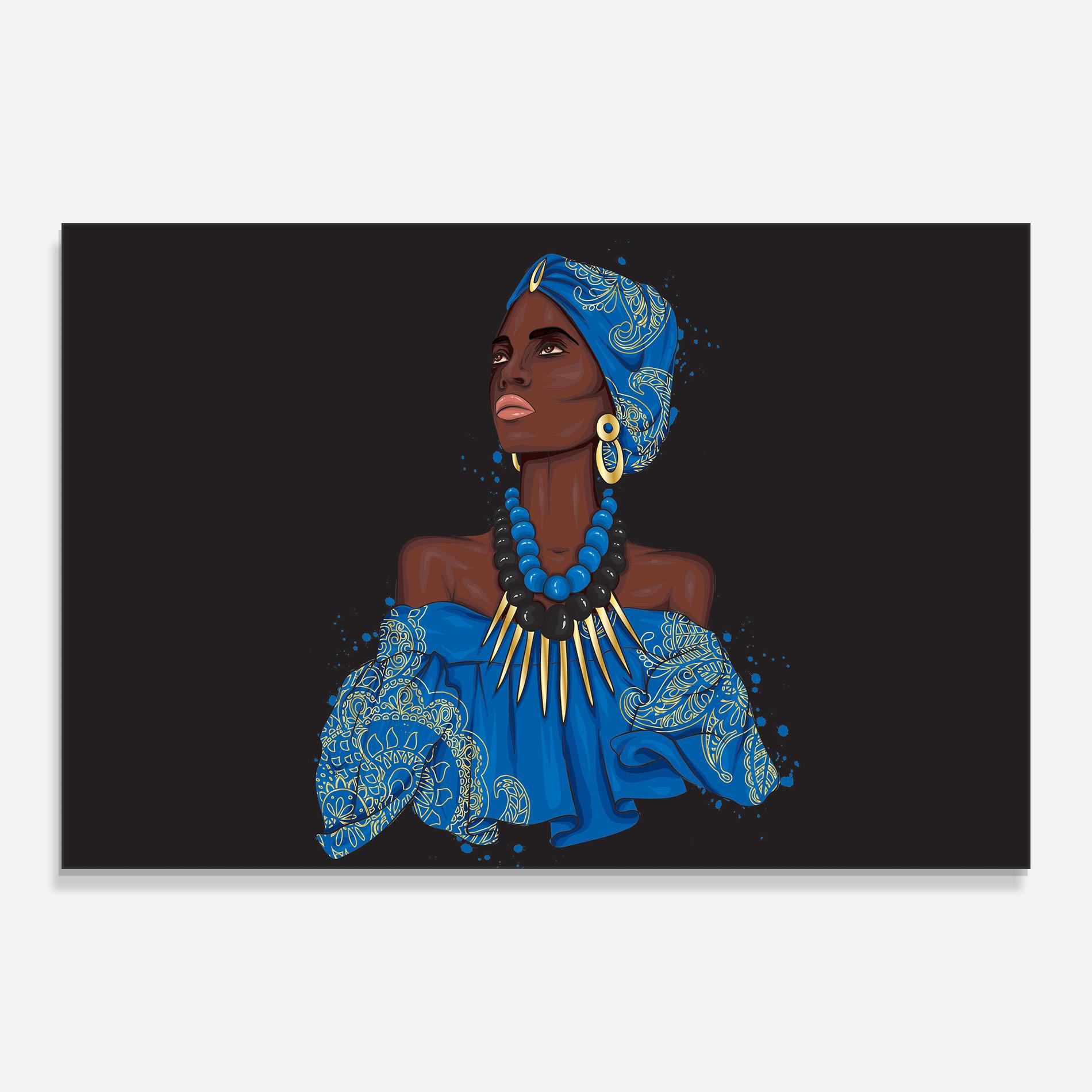 Obraz na Szkle Blue African Outfit mockup 0