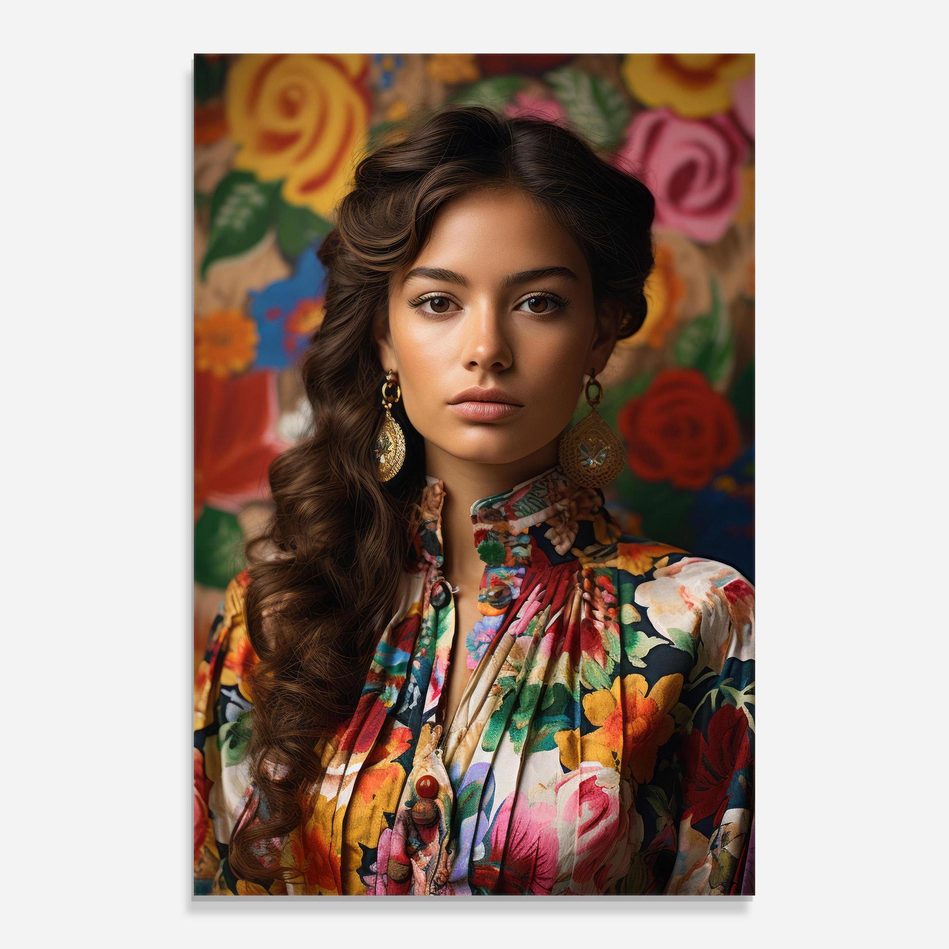 Obraz na Szkle Floral Dress Long Hair mockup 0