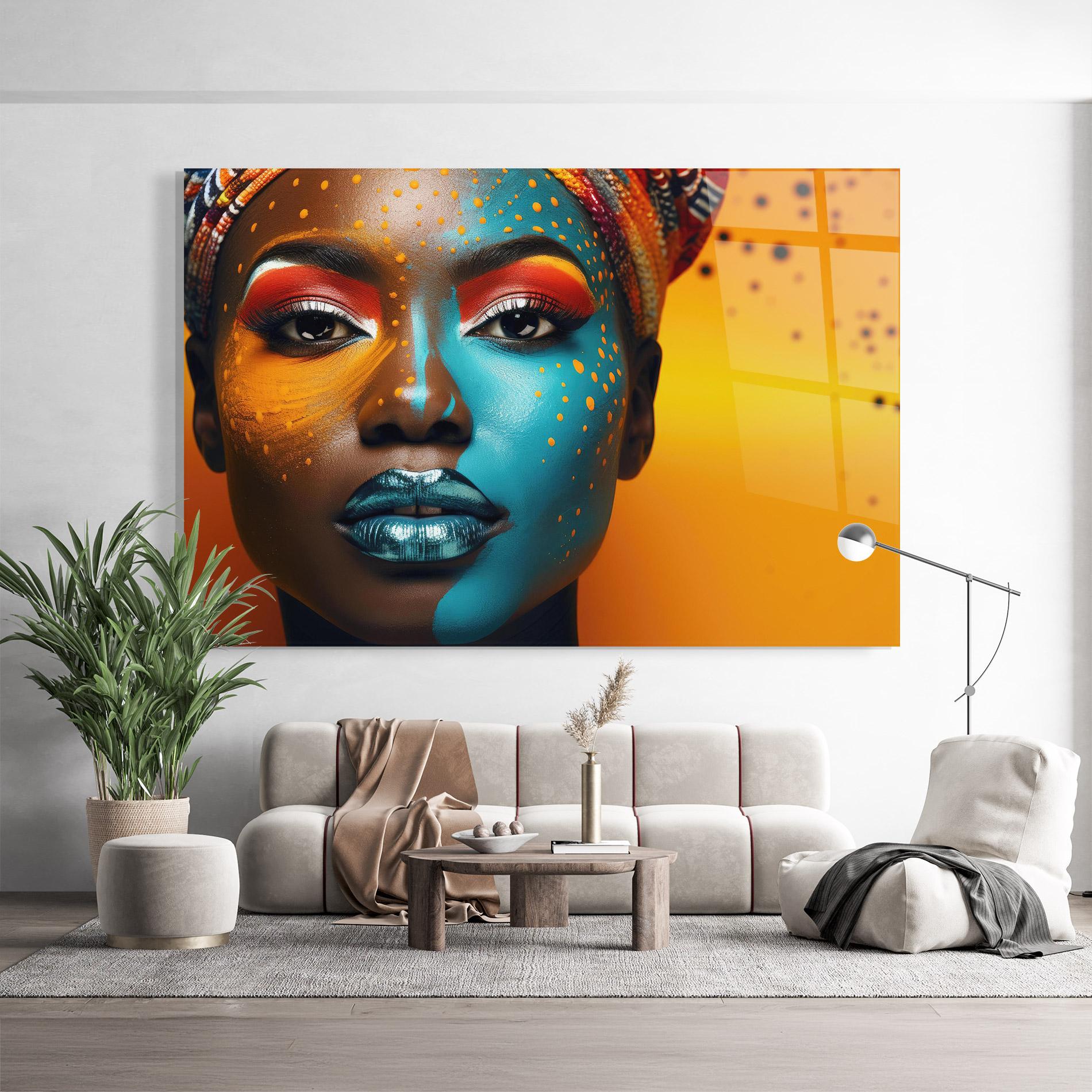 Obraz na Szkle Blue Brown Skin Woman mockup 9