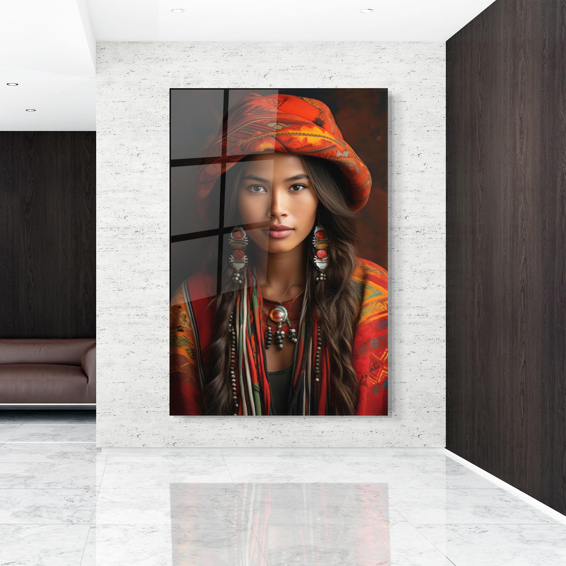 Obraz na Szkle Colorful Hat And Earrings mockup 9