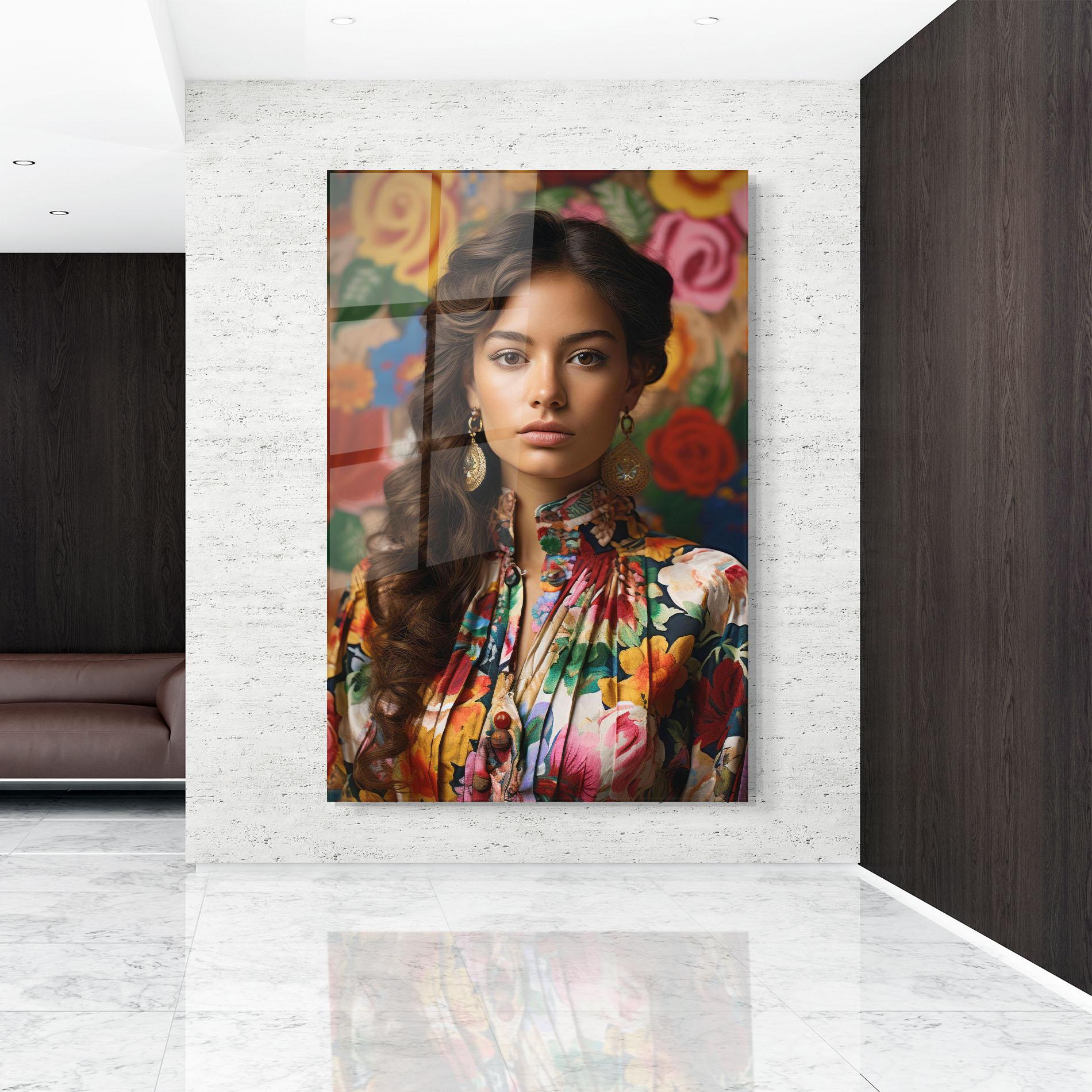 Obraz na Szkle Floral Dress Long Hair mockup 9