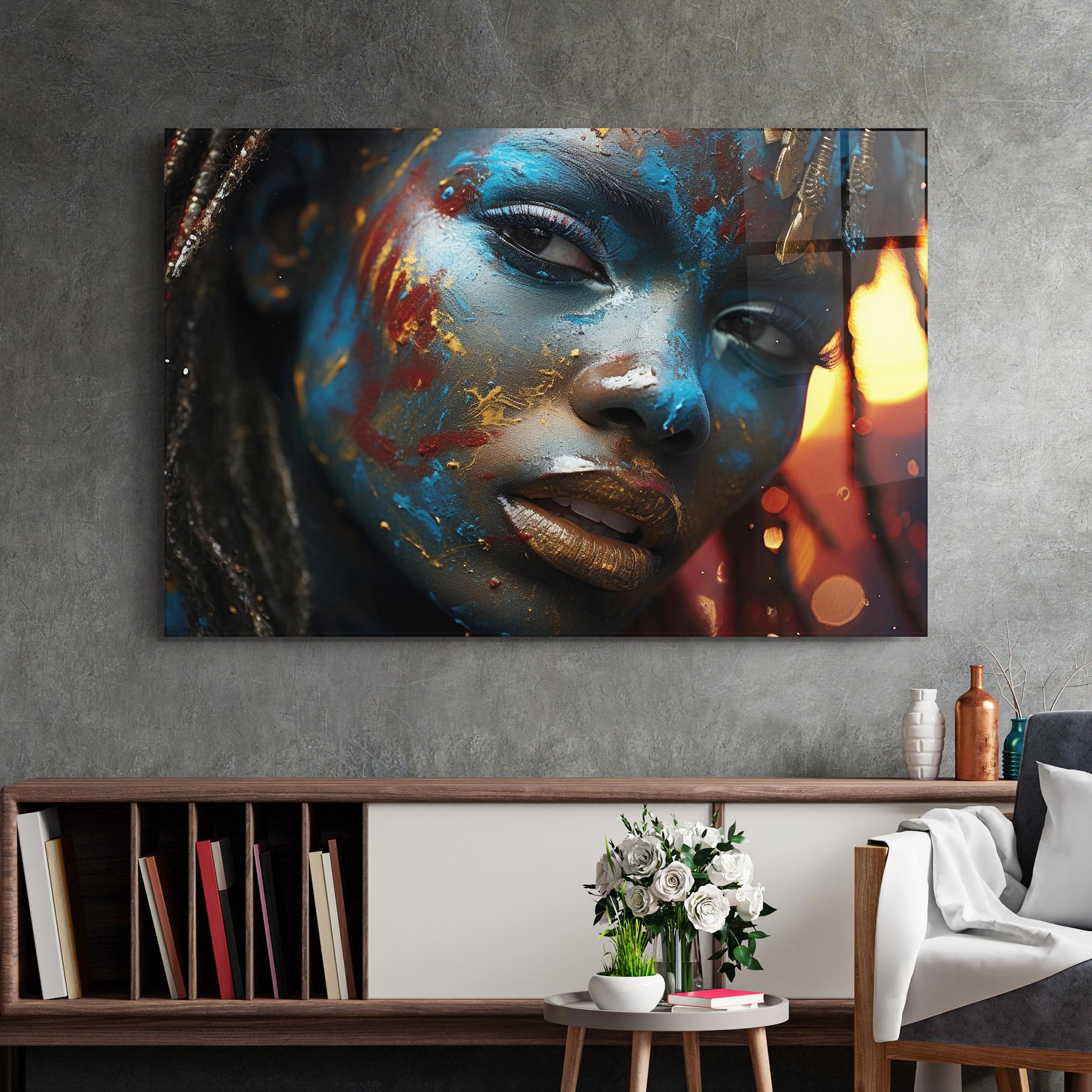 Obraz na Szkle Blue Paint Woman mockup 2