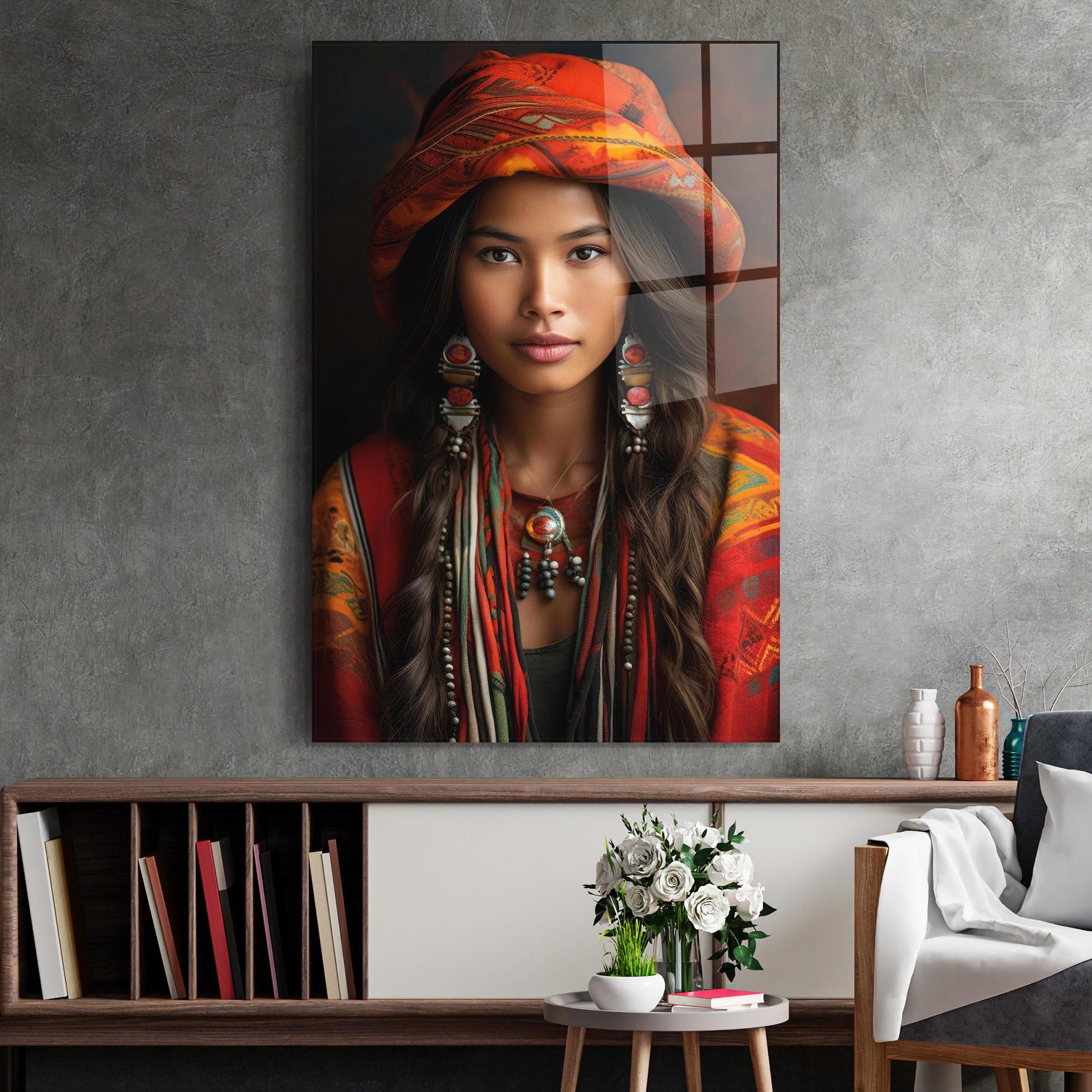 Obraz na Szkle Colorful Hat And Earrings mockup 2