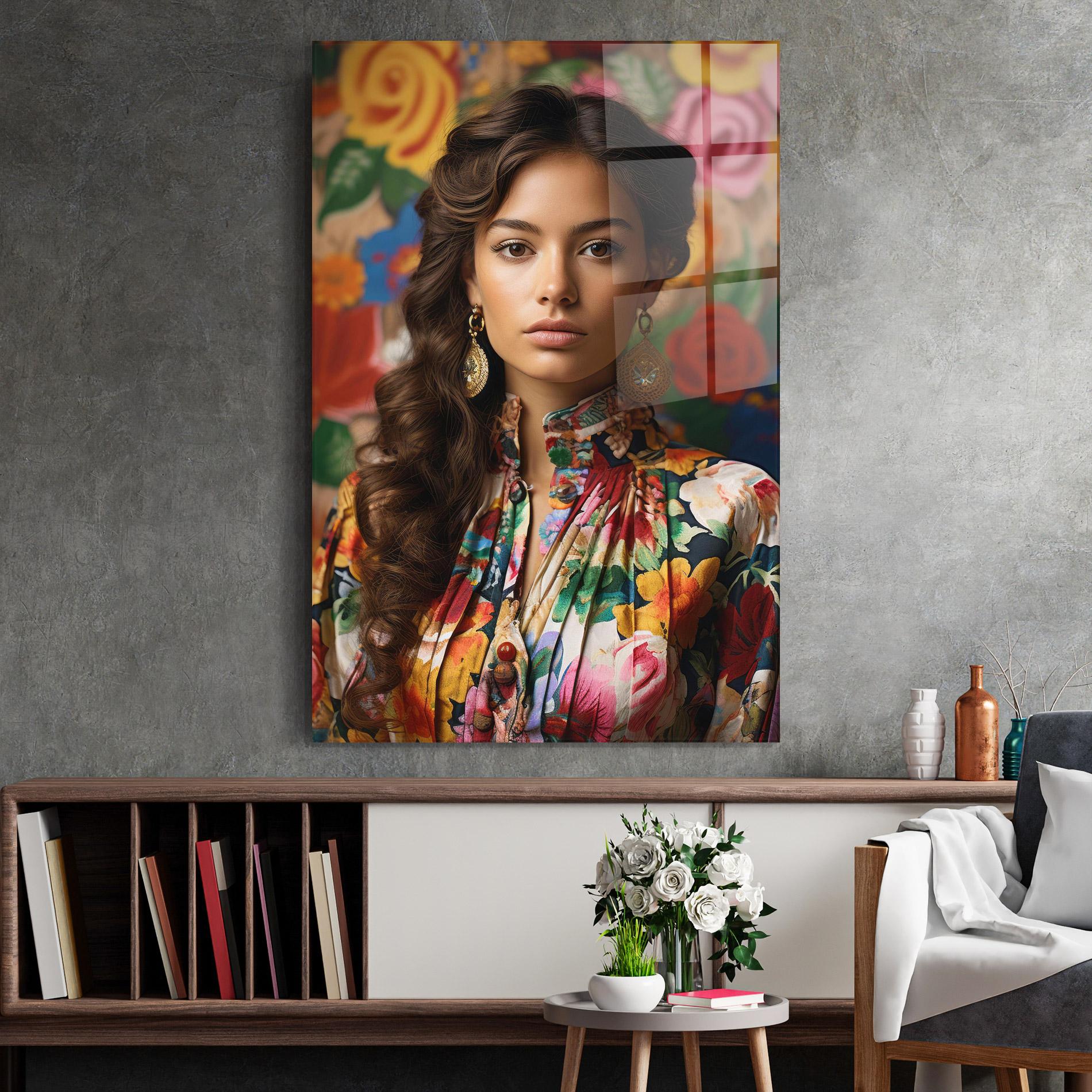 Obraz na Szkle Floral Dress Long Hair mockup 2