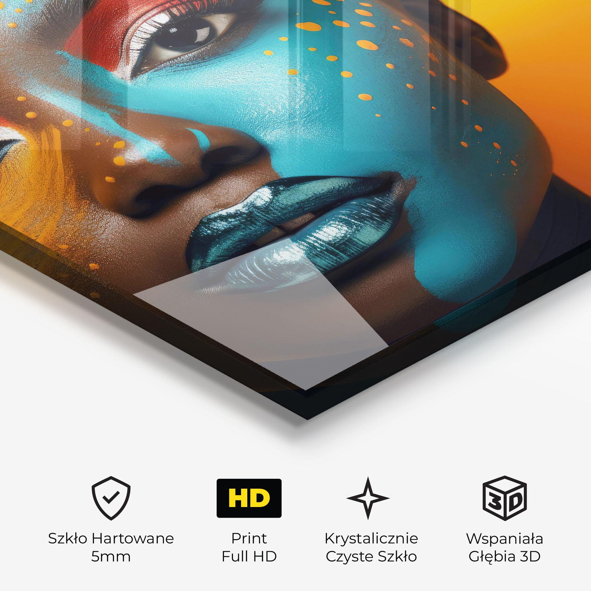 Obraz na Szkle Blue Brown Skin Woman mockup 3