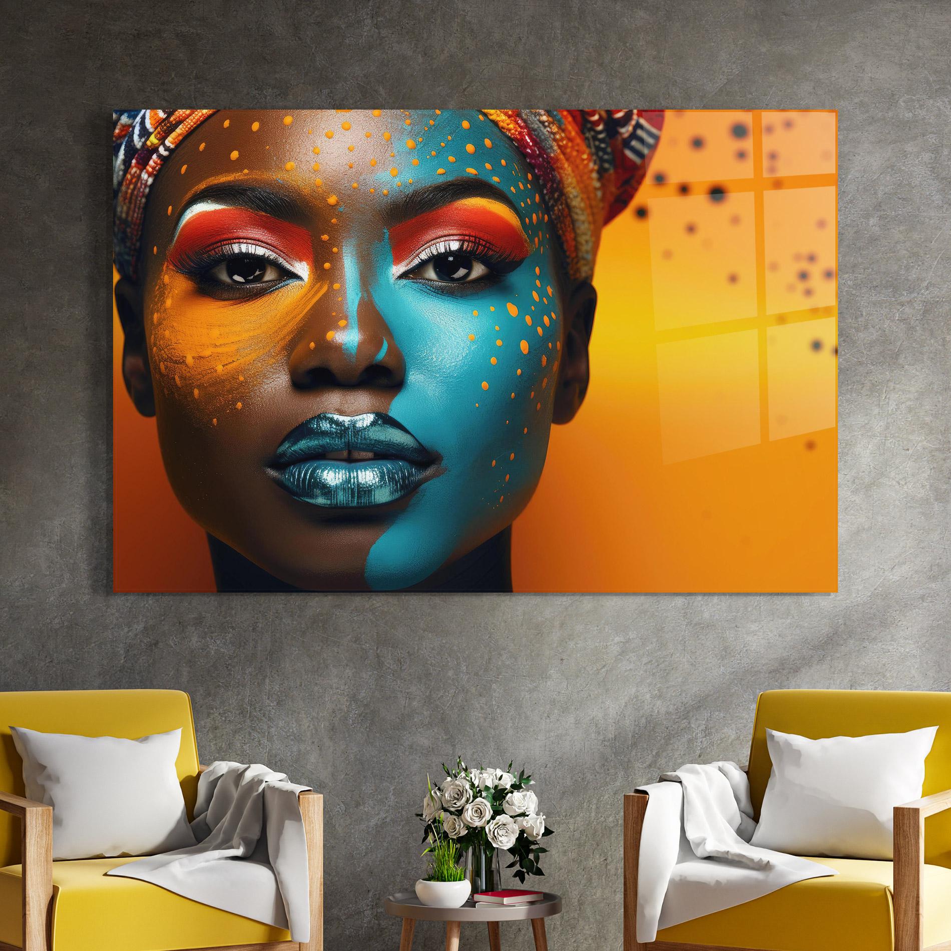 Obraz na Szkle Blue Brown Skin Woman mockup 4