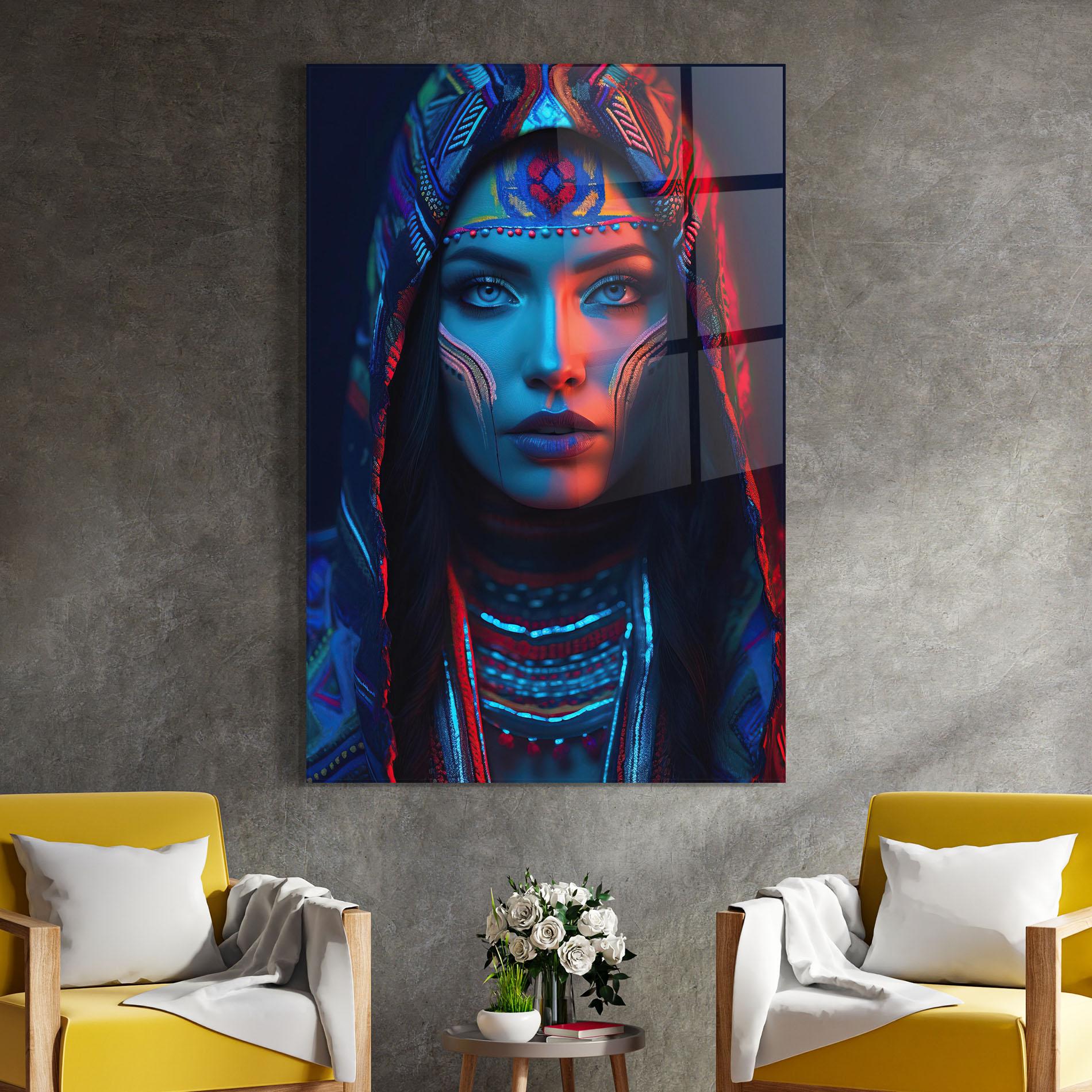 Obraz na Szkle Blue Red Light Hood mockup 4