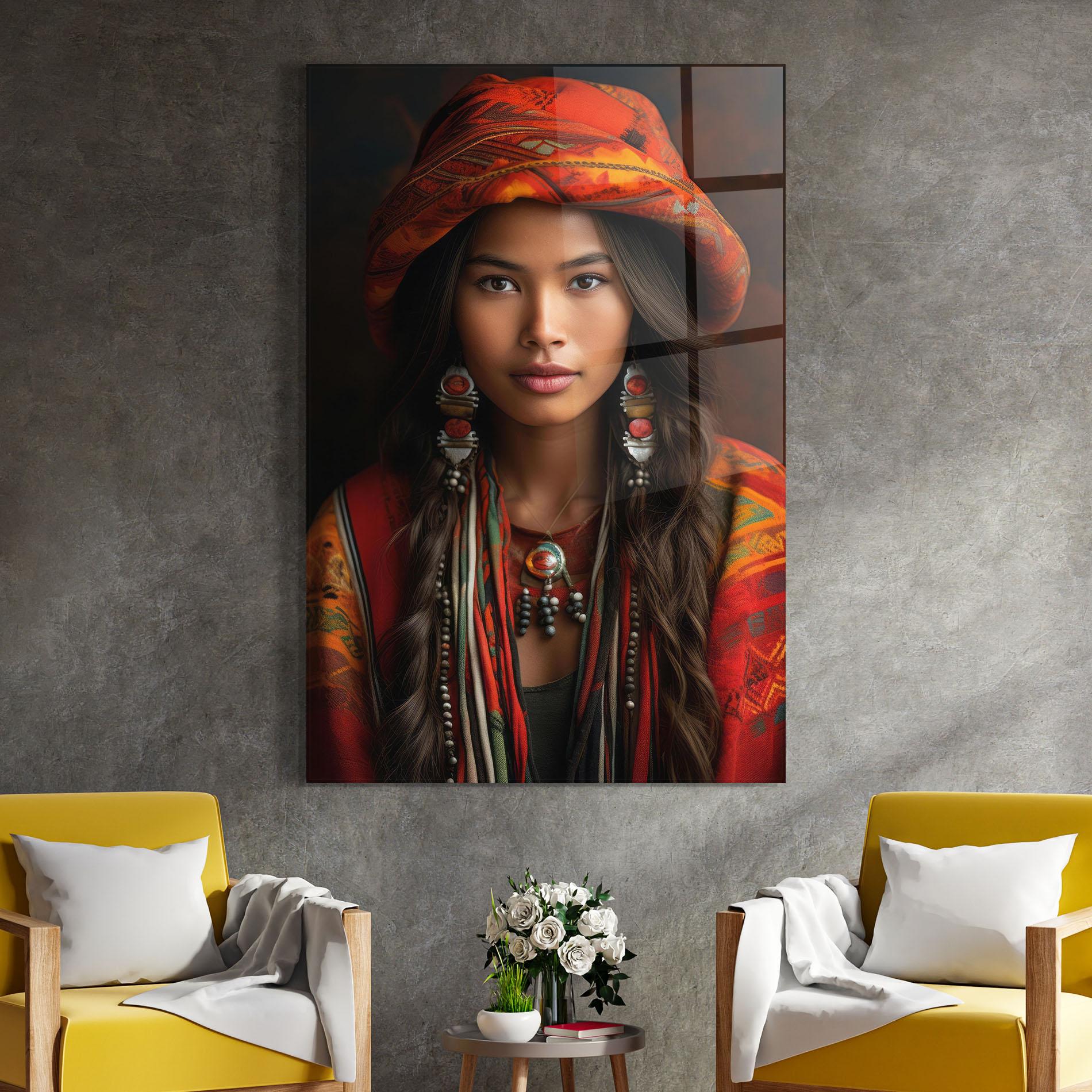 Obraz na Szkle Colorful Hat And Earrings mockup 4