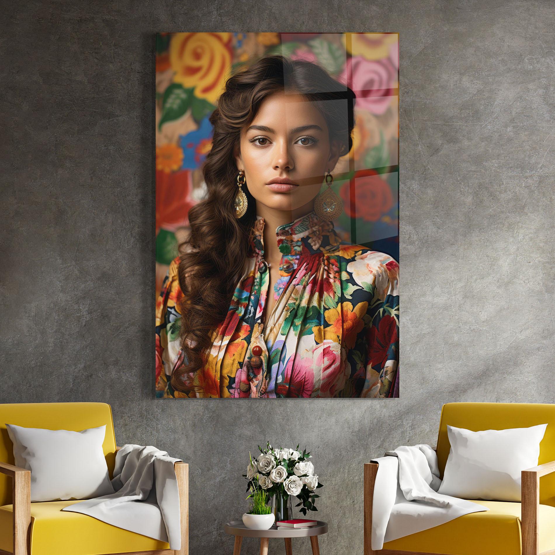 Obraz na Szkle Floral Dress Long Hair mockup 4