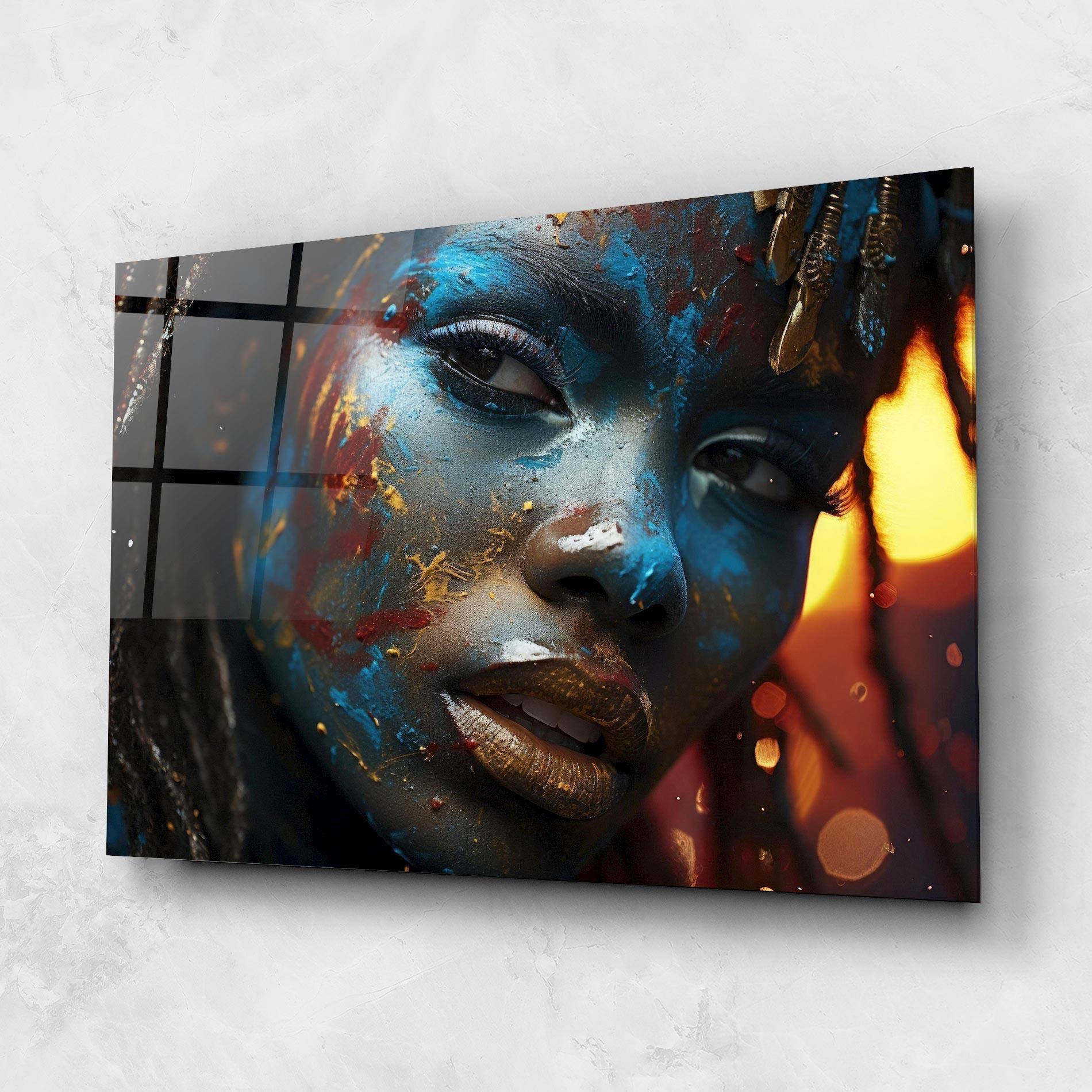 Obraz na Szkle Blue Paint Woman mockup 1