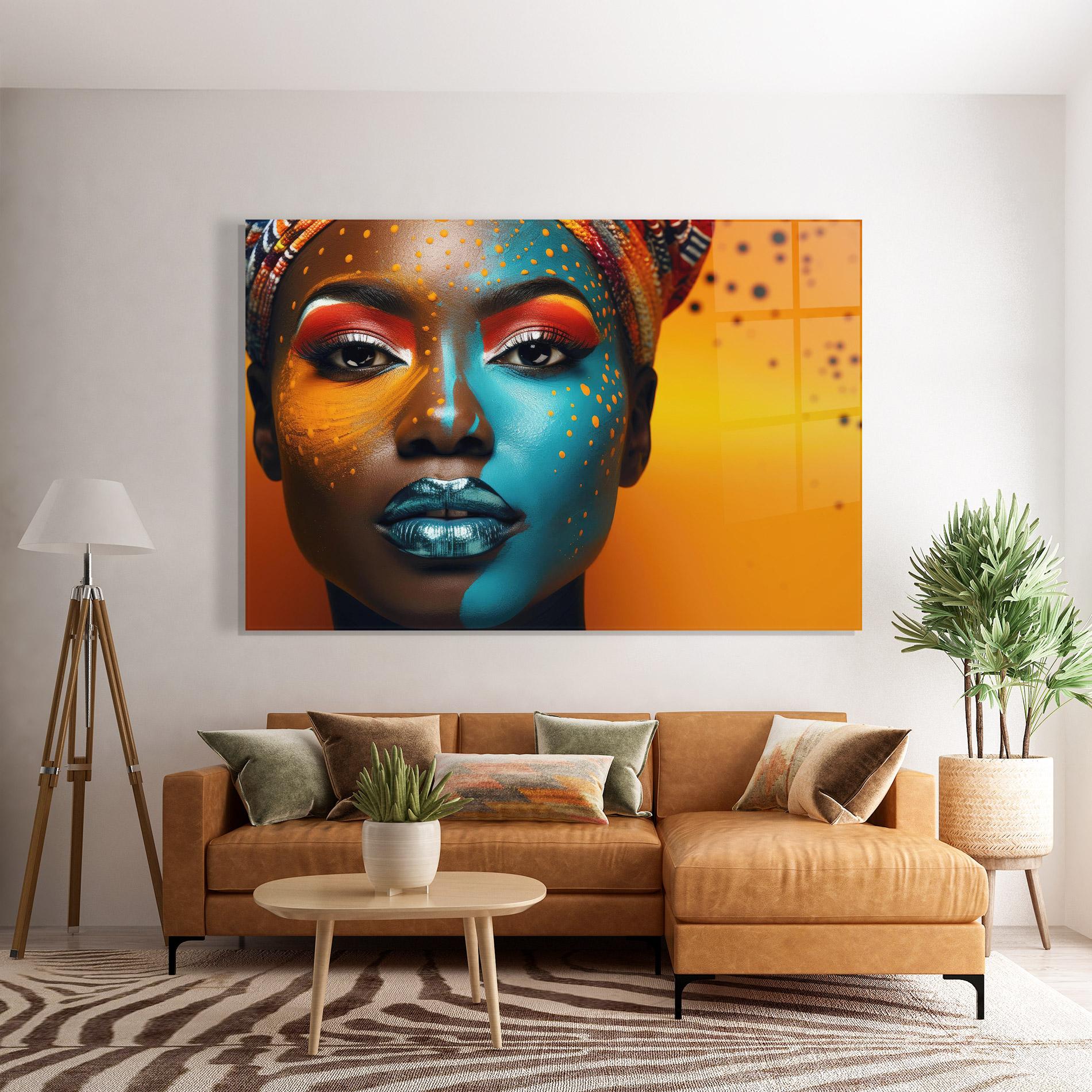 Obraz na Szkle Blue Brown Skin Woman mockup 7