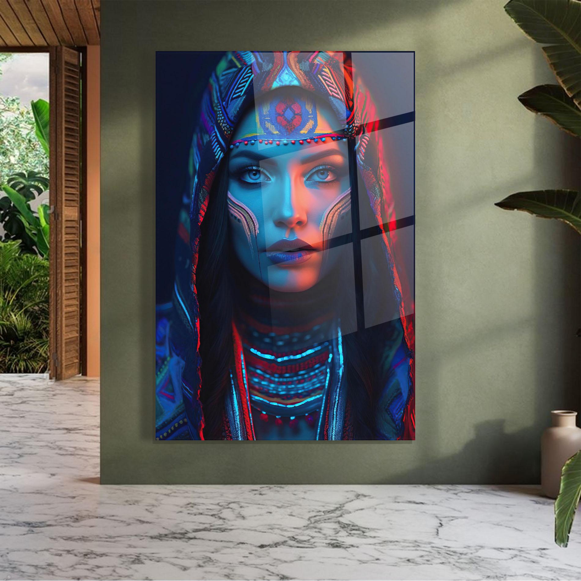 Obraz na Szkle Blue Red Light Hood mockup 7