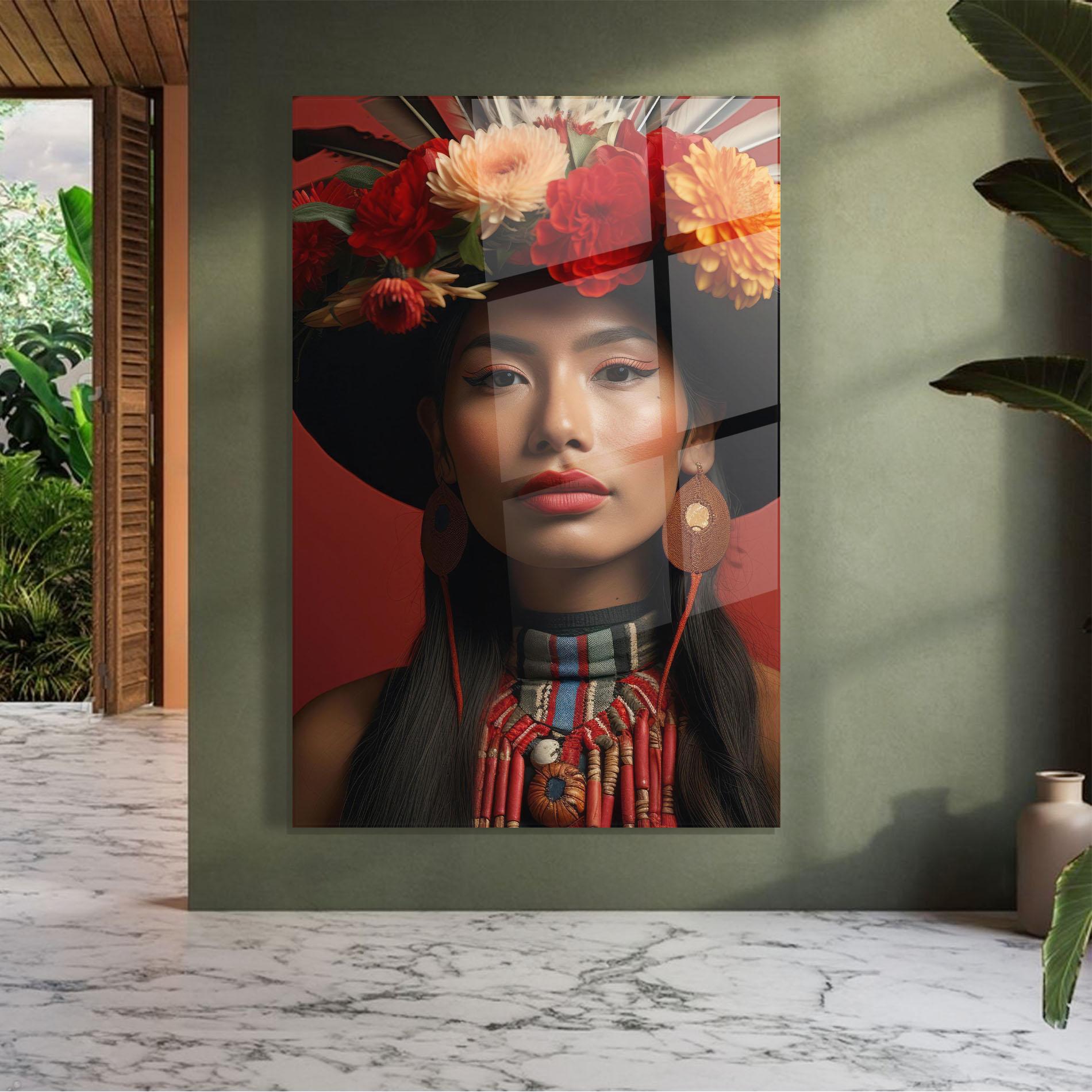 Obraz na Szkle Colorful Flowers Hat mockup 7