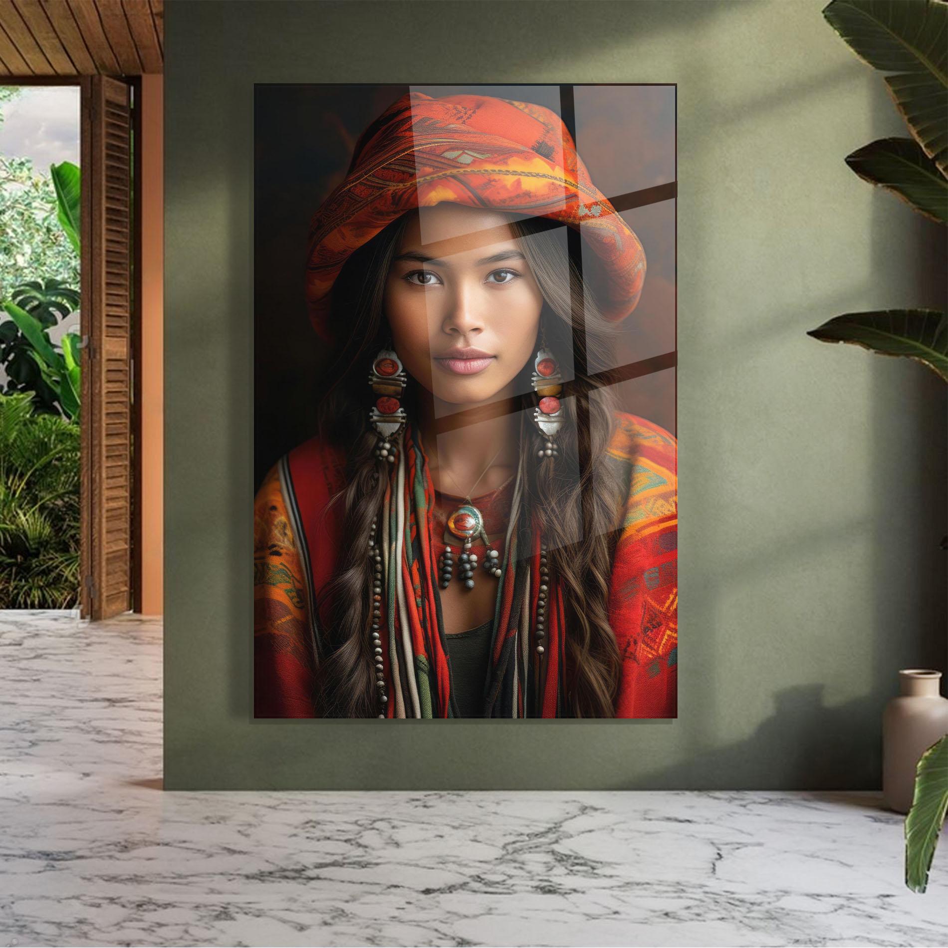 Obraz na Szkle Colorful Hat And Earrings mockup 7