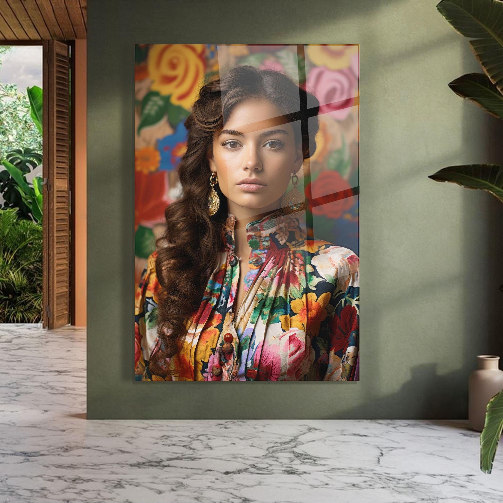 Obraz na Szkle Floral Dress Long Hair mockup 7