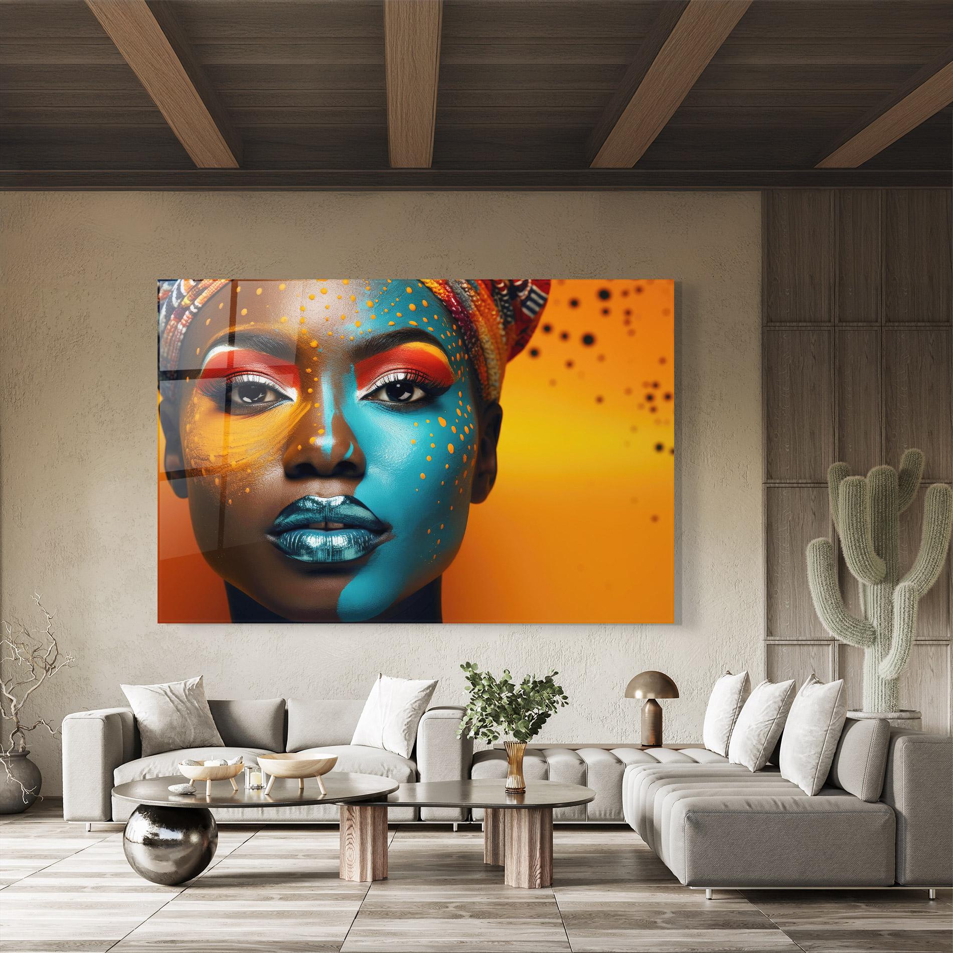 Obraz na Szkle Blue Brown Skin Woman mockup 8