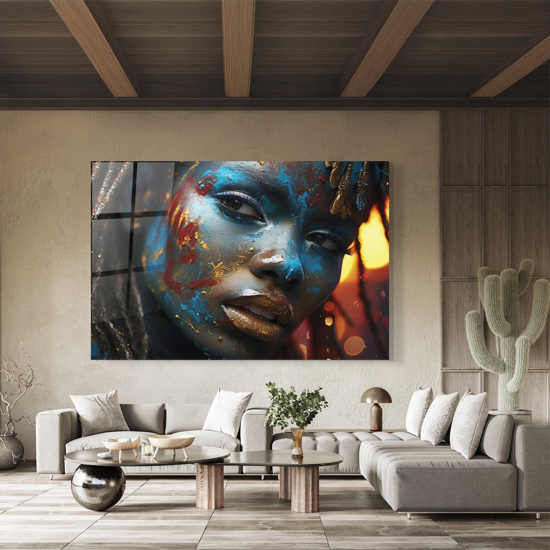 Obraz na Szkle Blue Paint Woman mockup 8