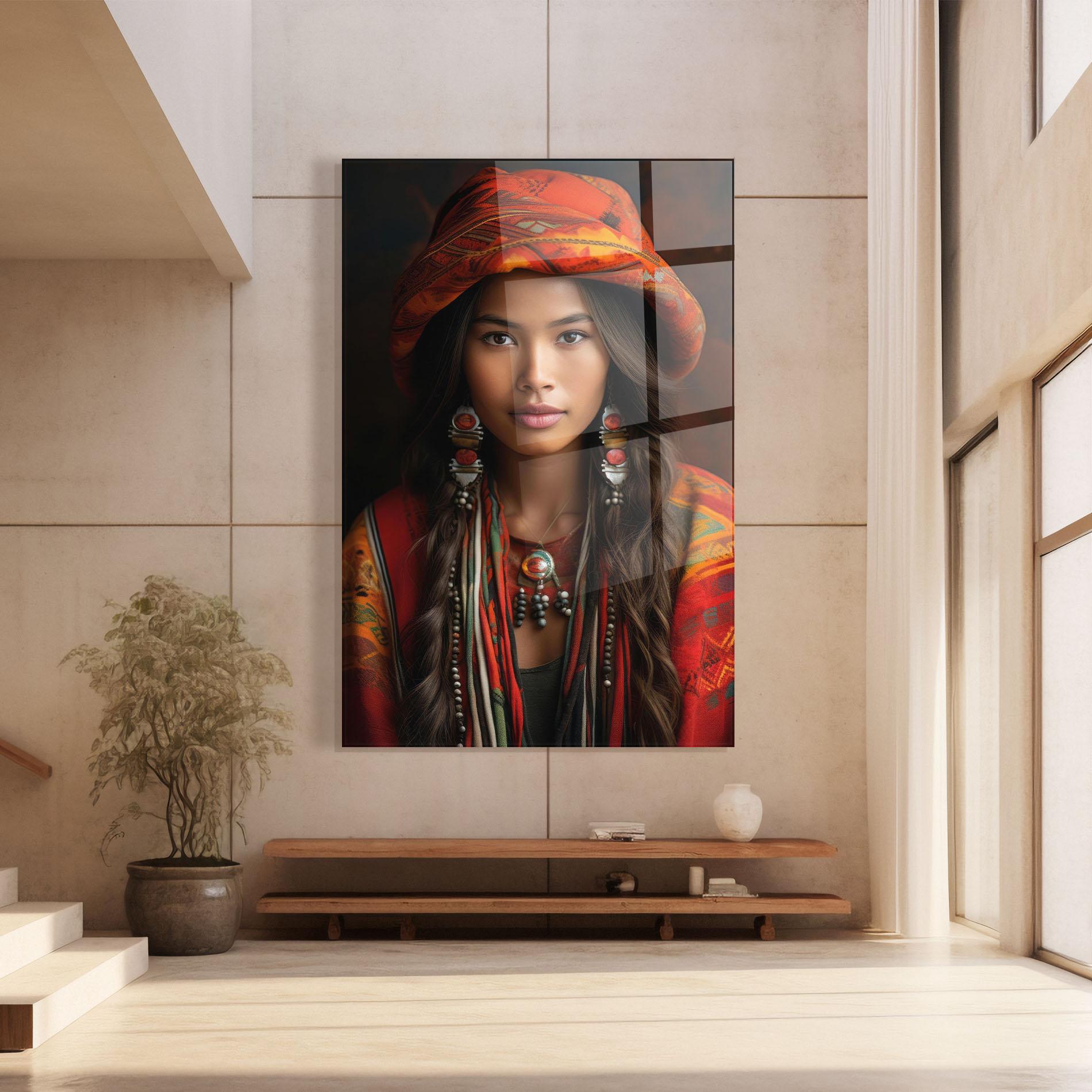 Obraz na Szkle Colorful Hat And Earrings mockup 8