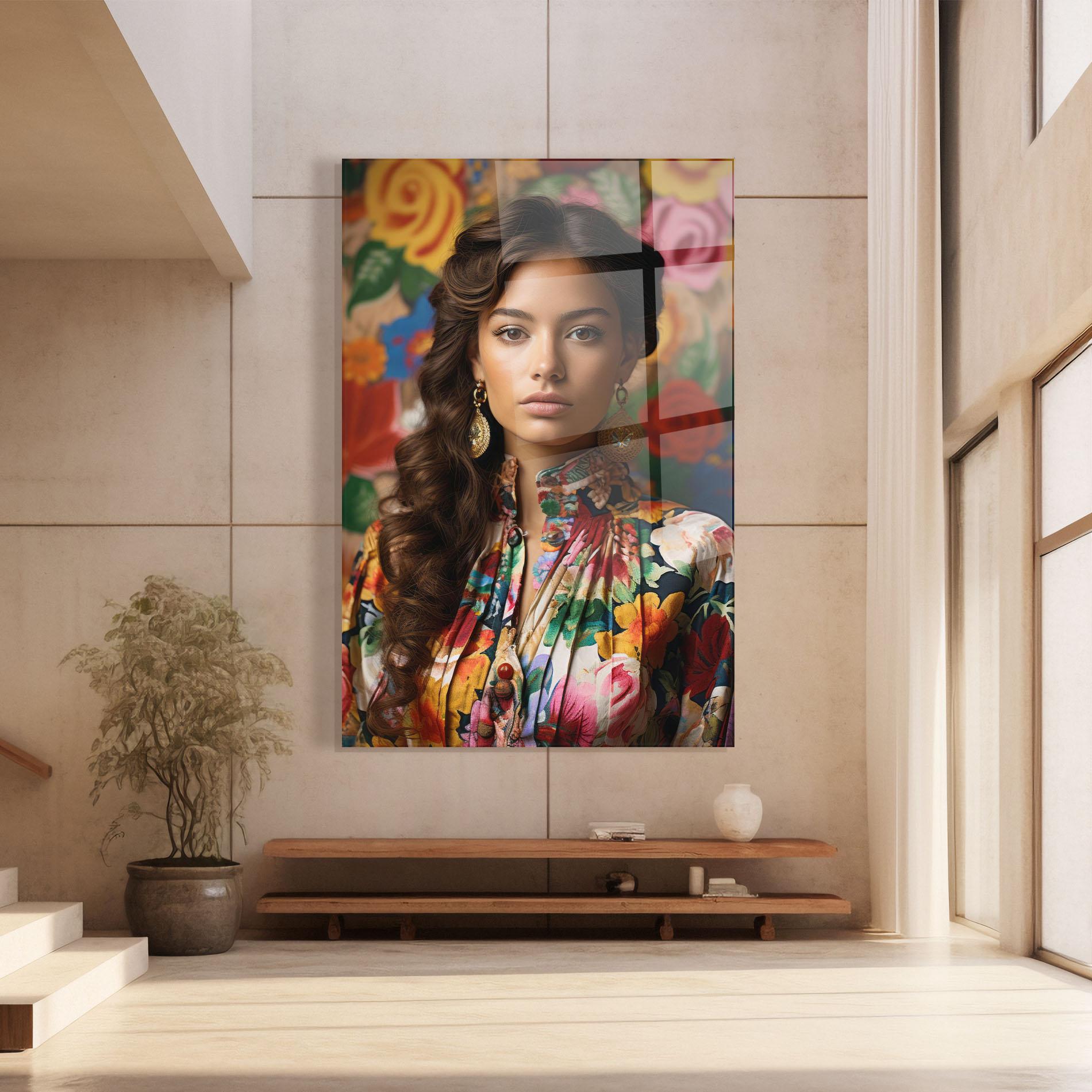 Obraz na Szkle Floral Dress Long Hair mockup 8