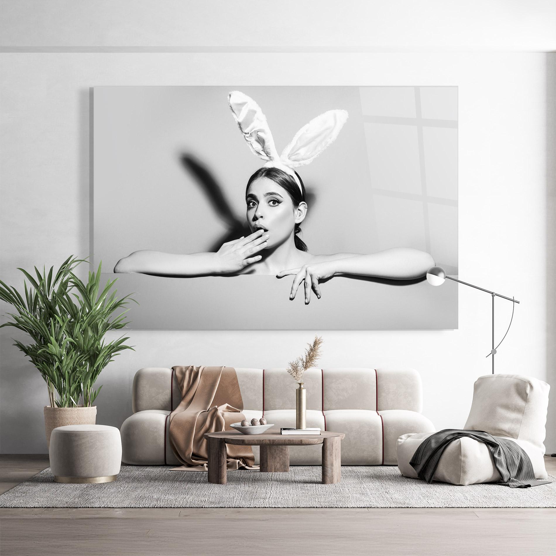 Obraz na Szkle Bunny Ears Peeking mockup 9