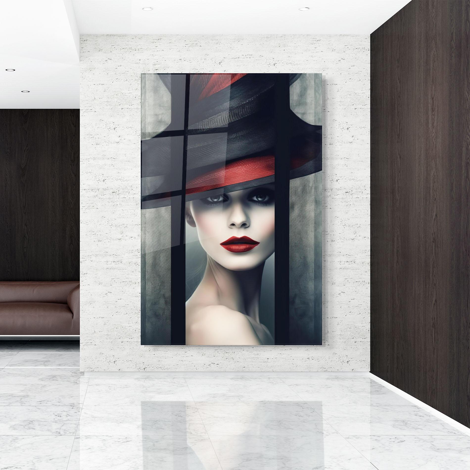 Obraz na Szkle Big Red Black Hat mockup 9