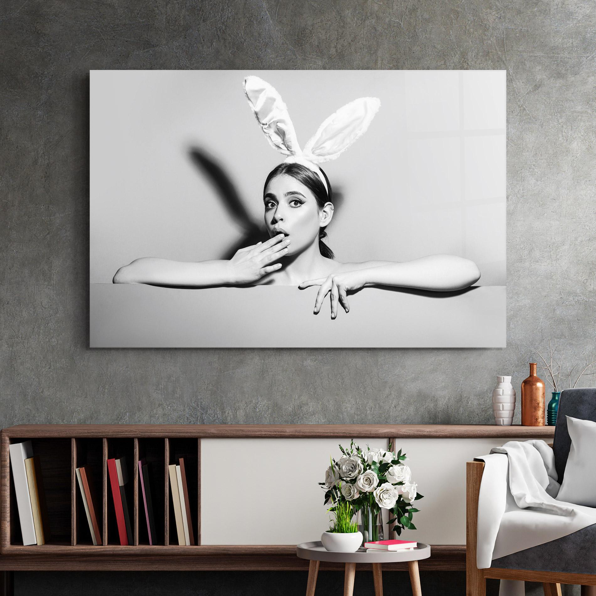 Obraz na Szkle Bunny Ears Peeking mockup 2