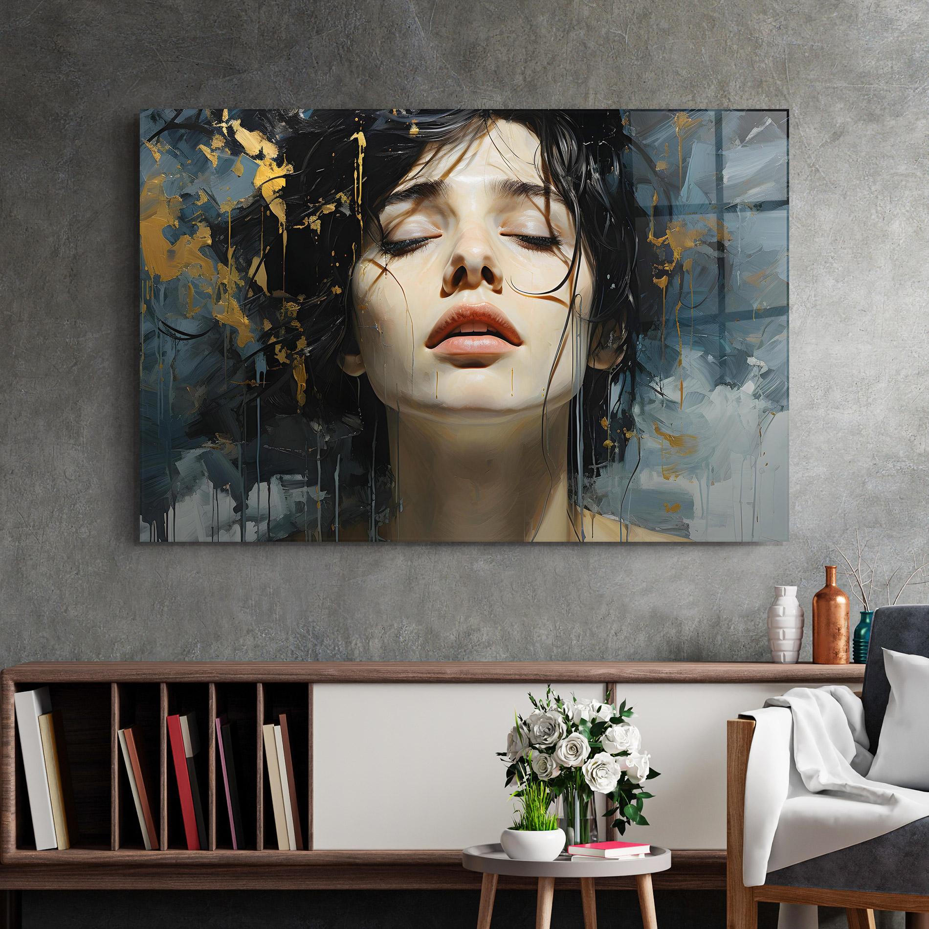 Obraz na Szkle Close Up Closed Eyes mockup 2