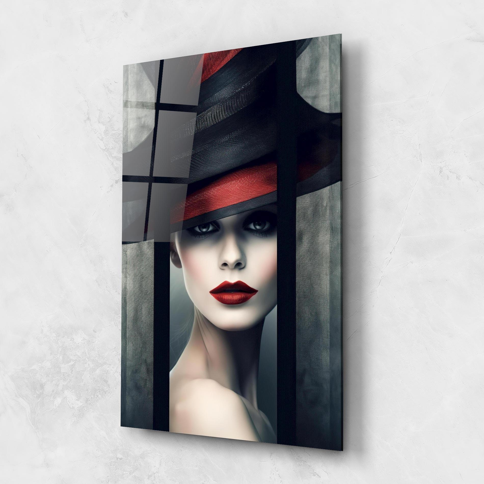 Obraz na Szkle Big Red Black Hat mockup 1