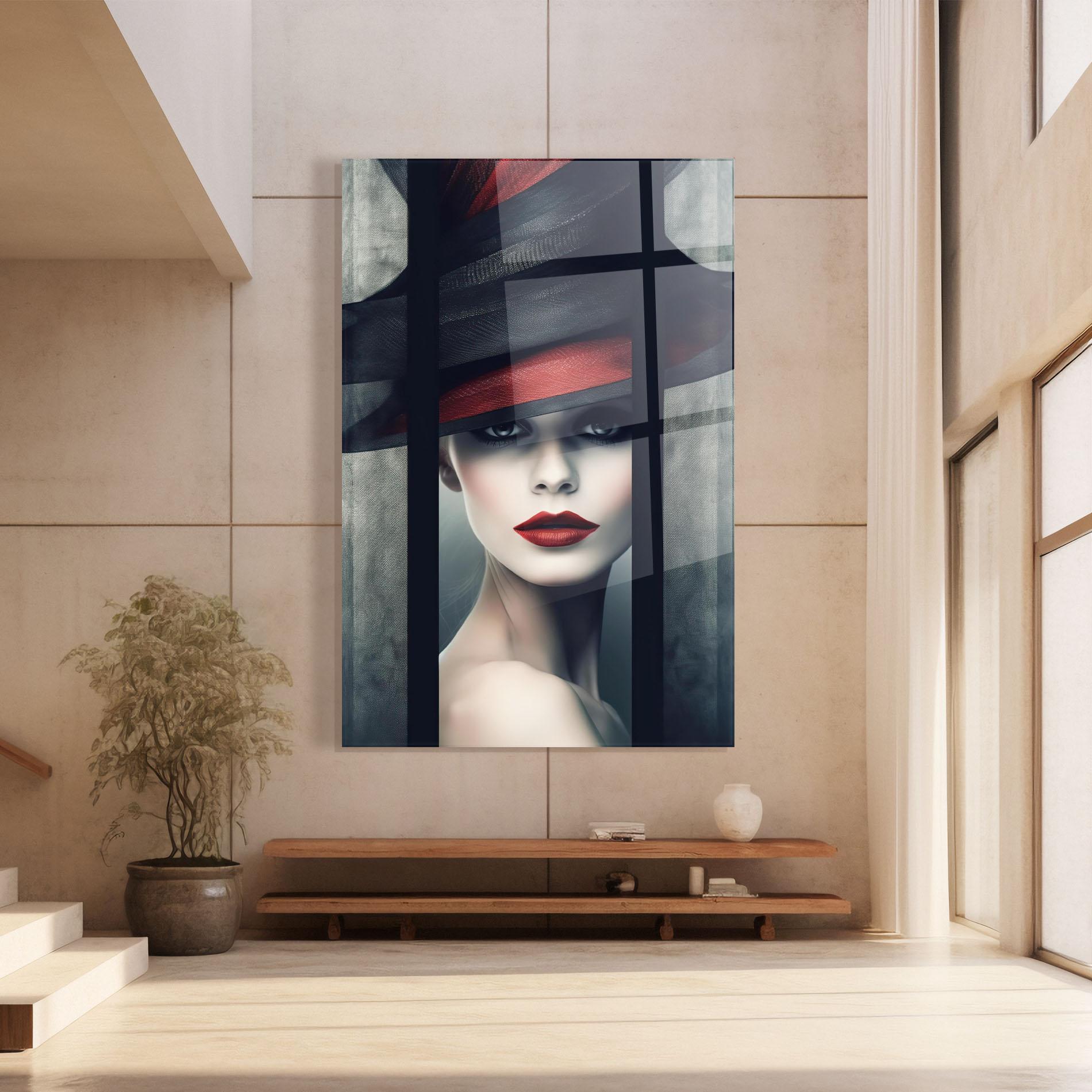 Obraz na Szkle Big Red Black Hat mockup 8