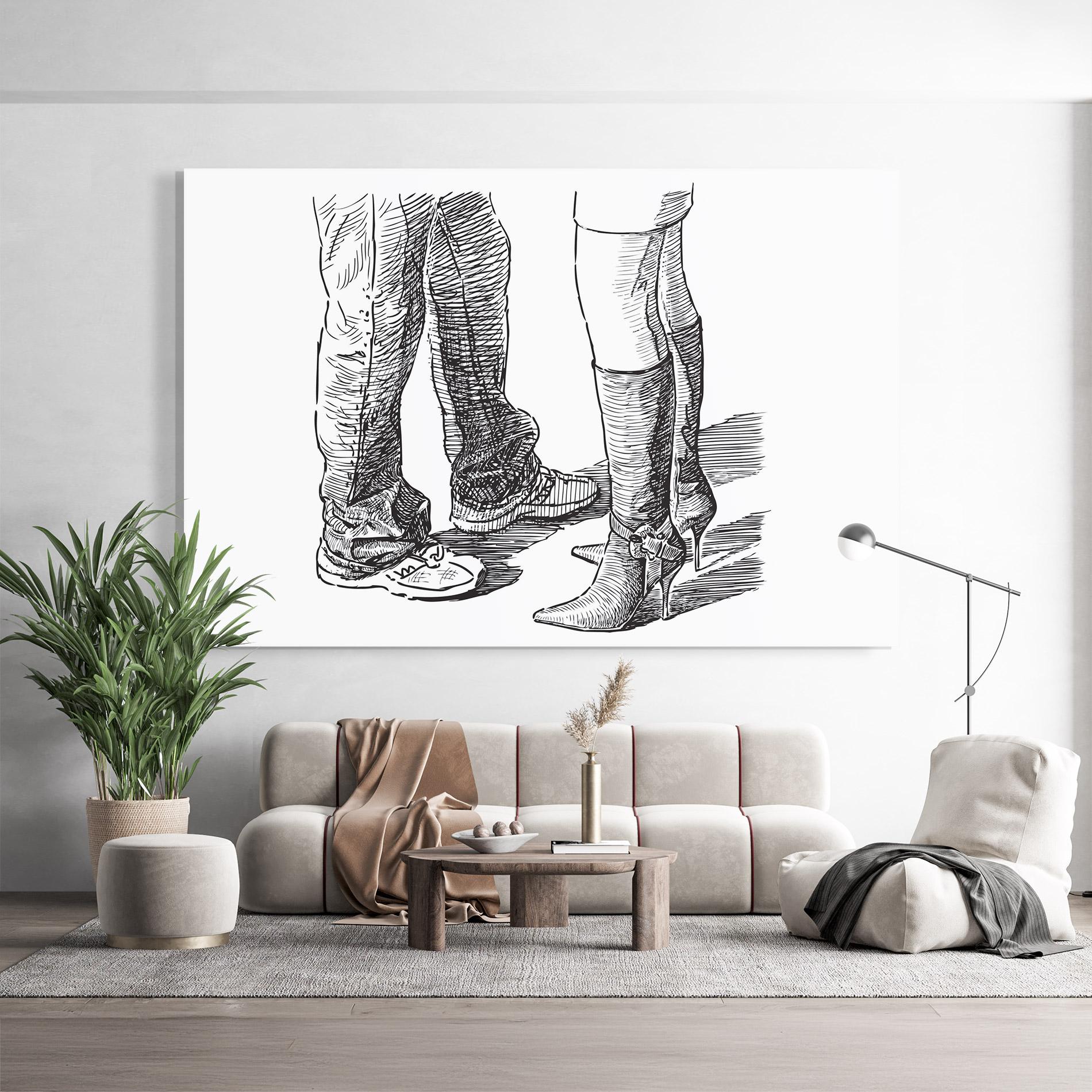 Obraz na Szkle Black Line Shoes mockup 9