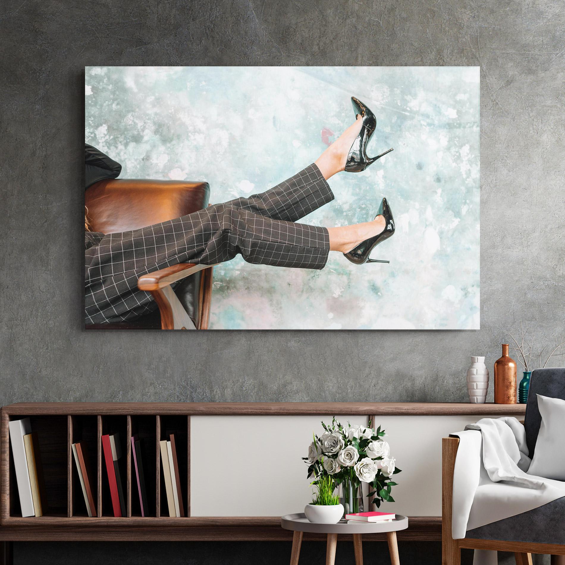 Obraz na Szkle Black Shoes On Chair mockup 2