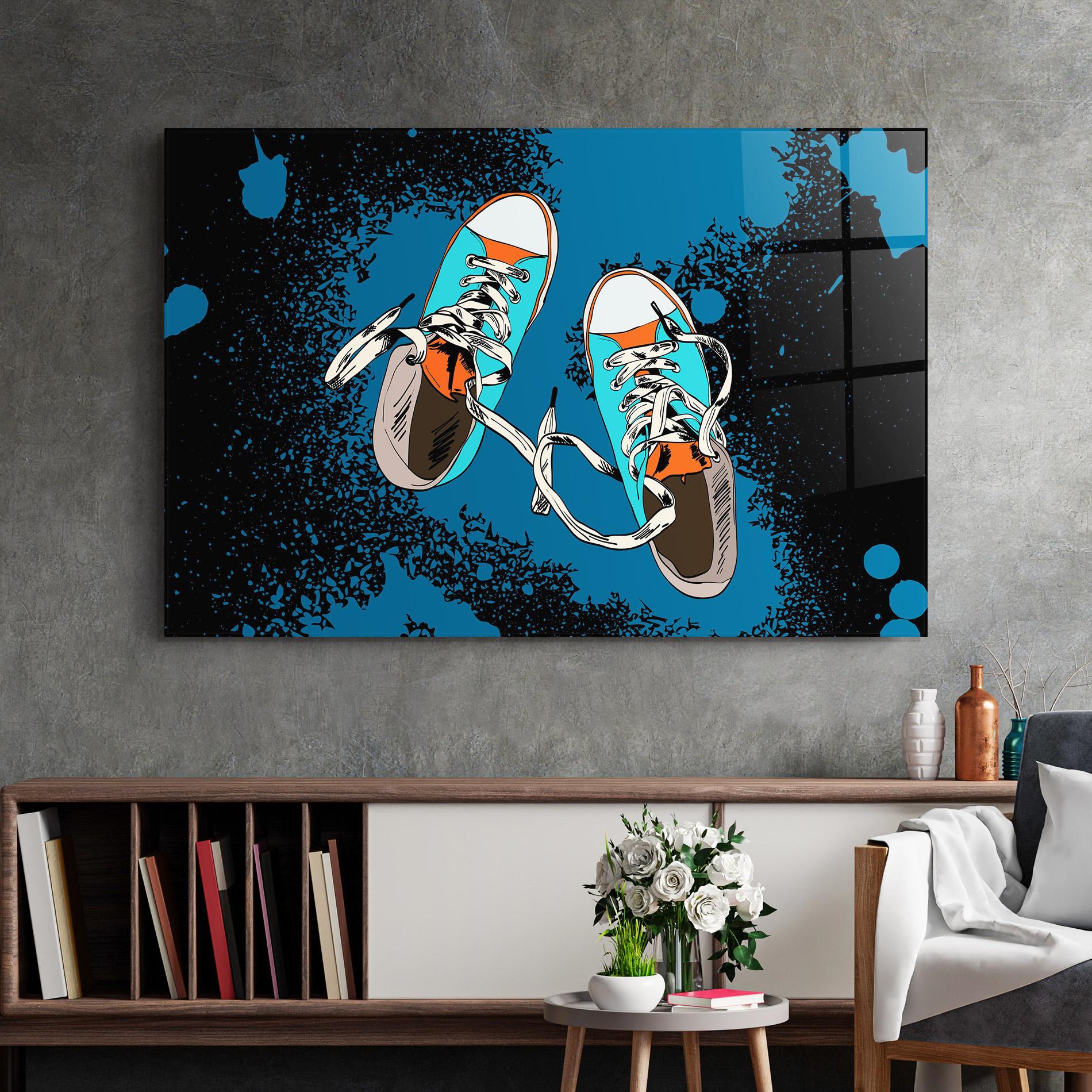 Obraz na Szkle Blue Shoes Splash mockup 2