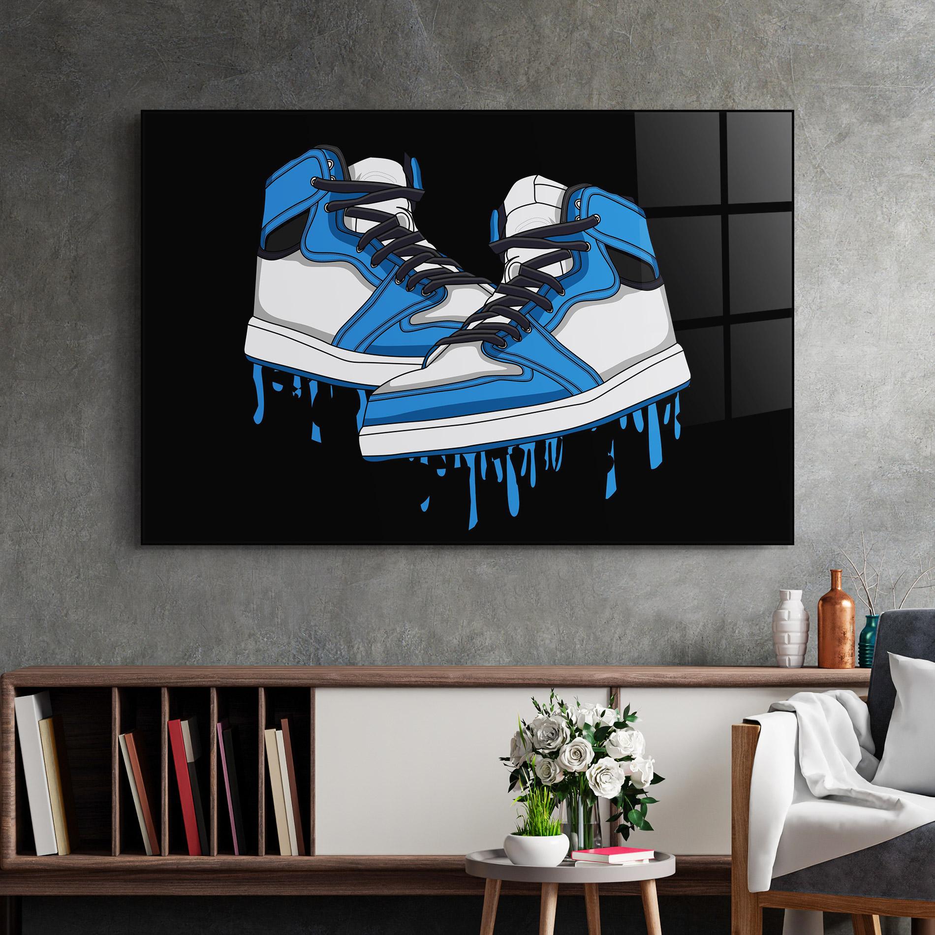 Obraz na Szkle Blue White Shoes mockup 2