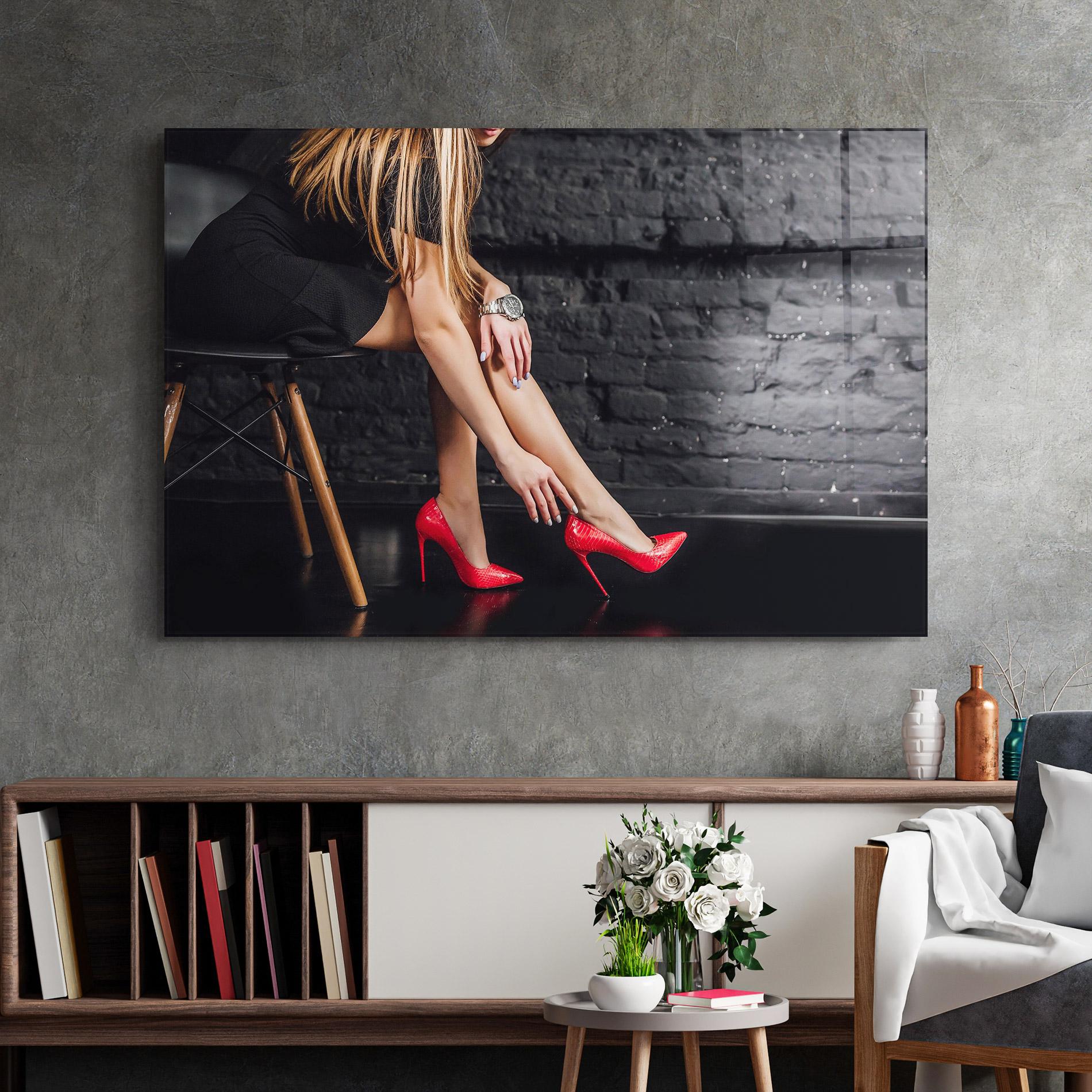 Obraz na Szkle Elegan Red Heels mockup 2