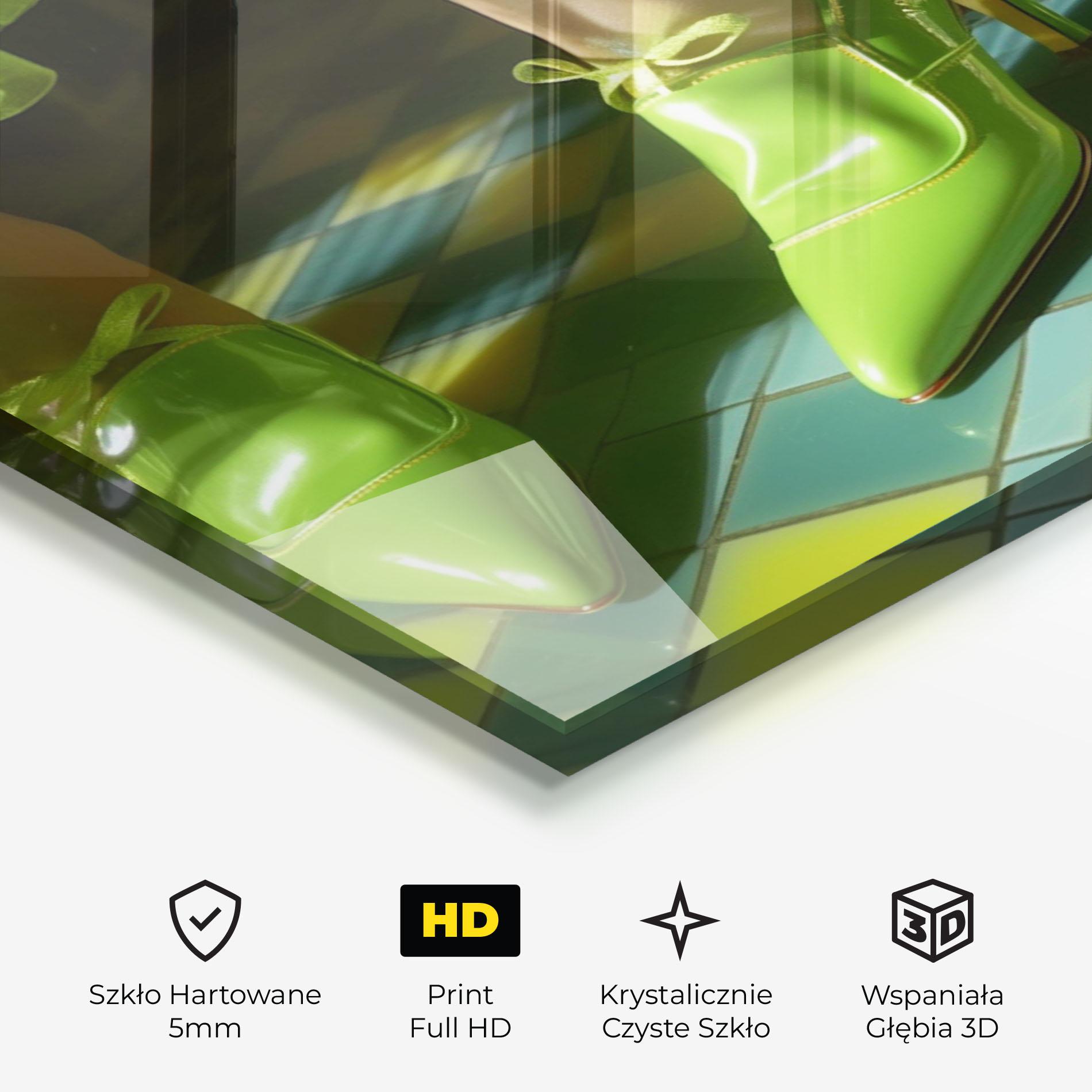 Obraz na Szkle Green Elegant Shoes mockup 3