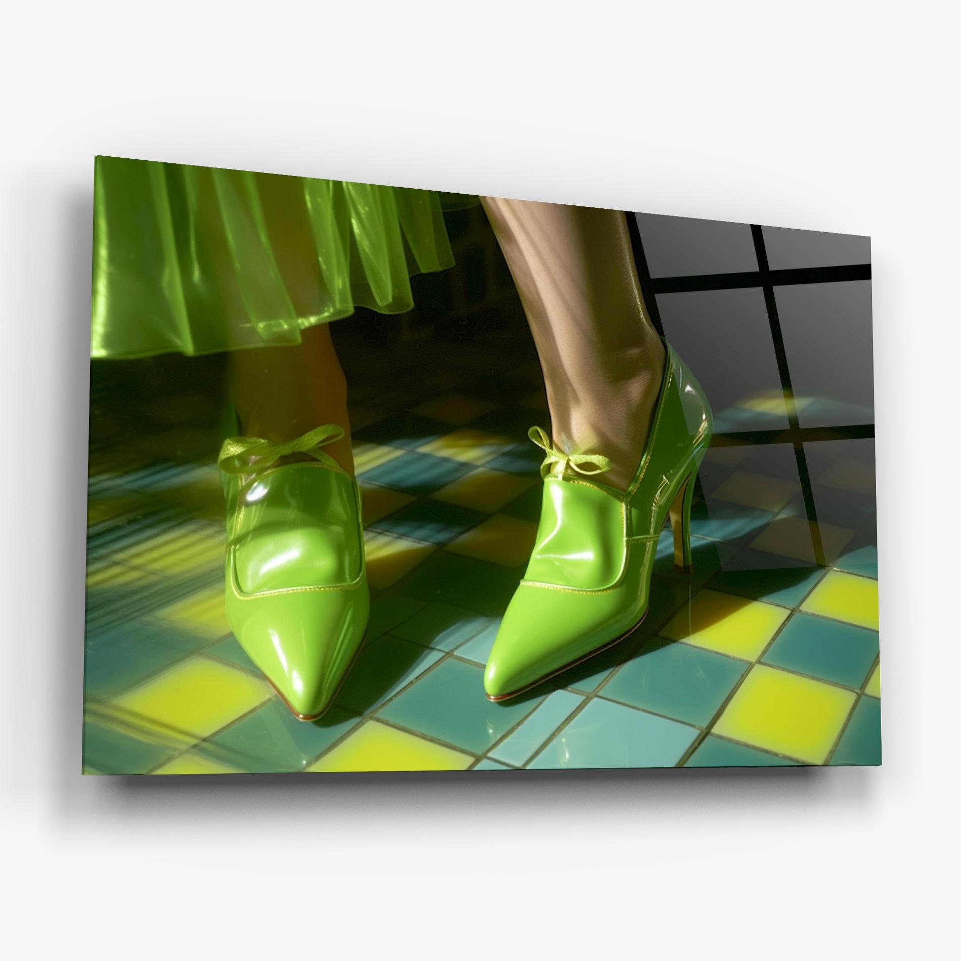 Obraz na Szkle Green Elegant Shoes mockup 6