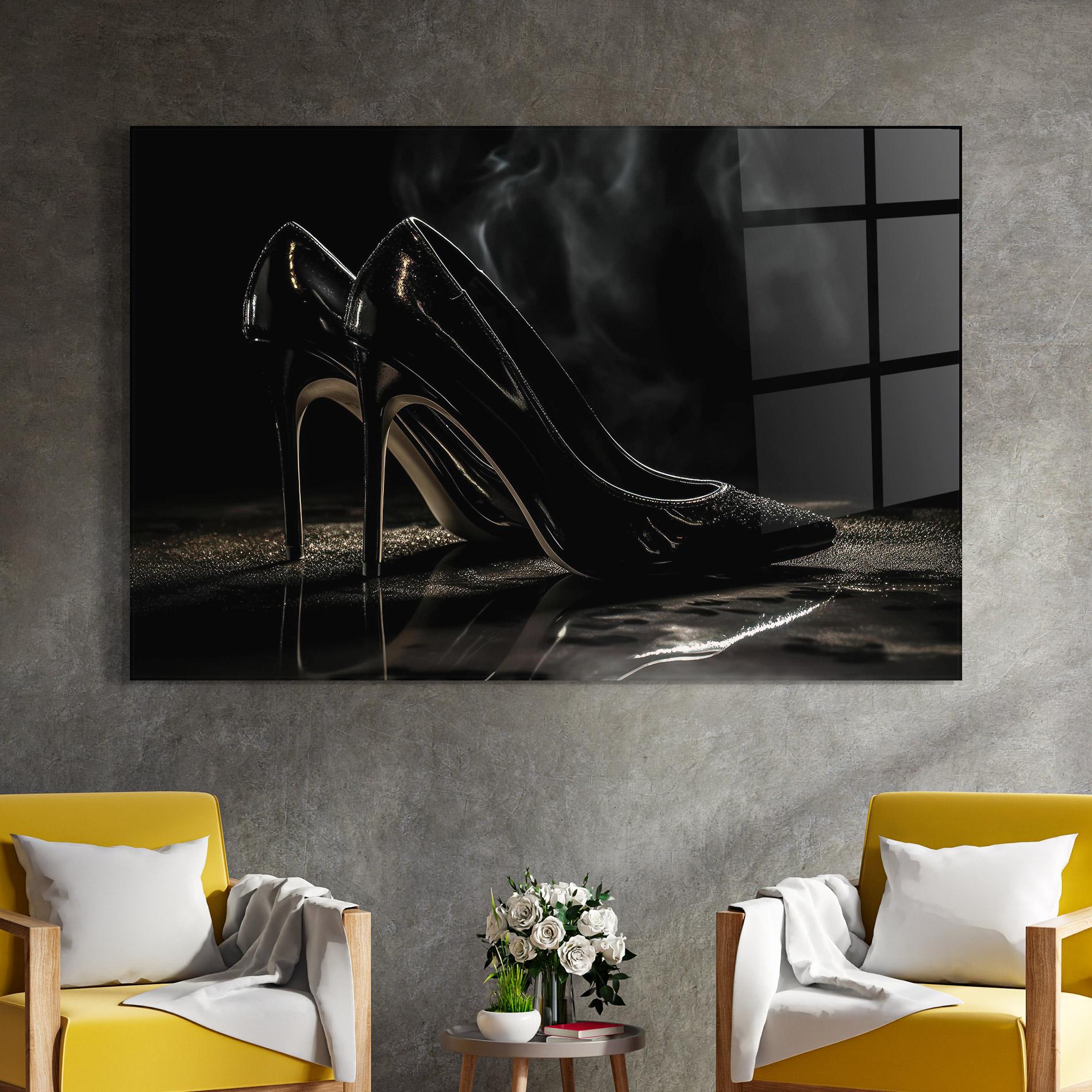 Obraz na Szkle Black Leather Shoes mockup 4